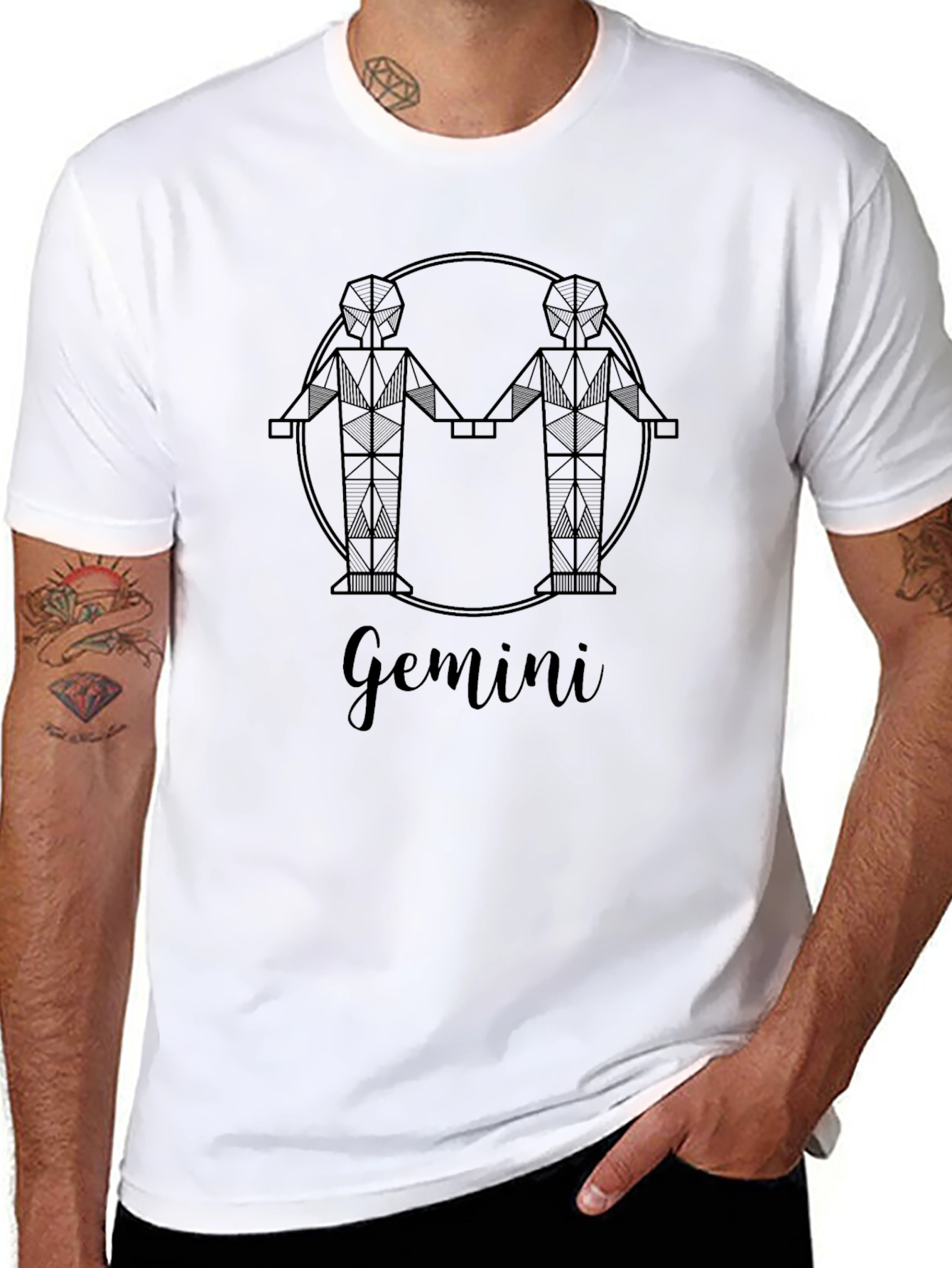 Gemini Zodiac Graphic Black T-Shirt