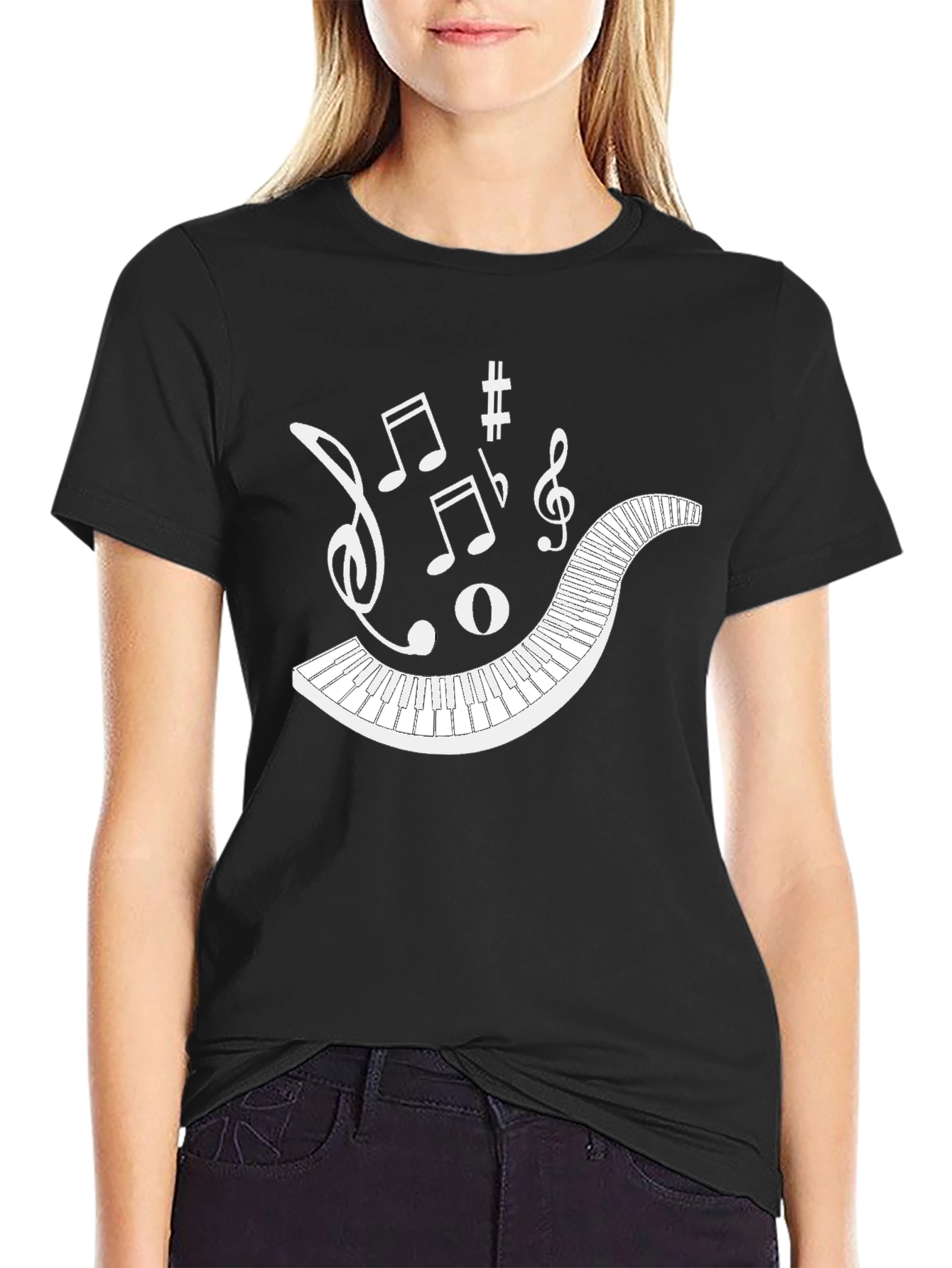 Musical Keys Black Graphic T-Shirt