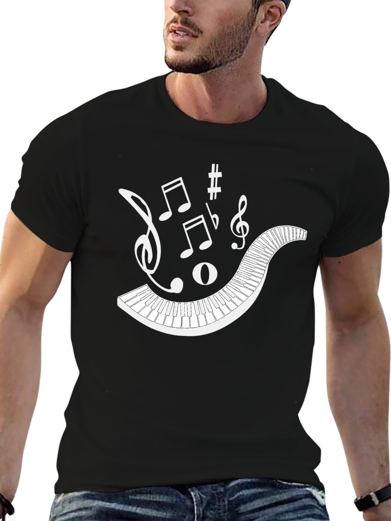 Musical Keys Black Graphic T-Shirt