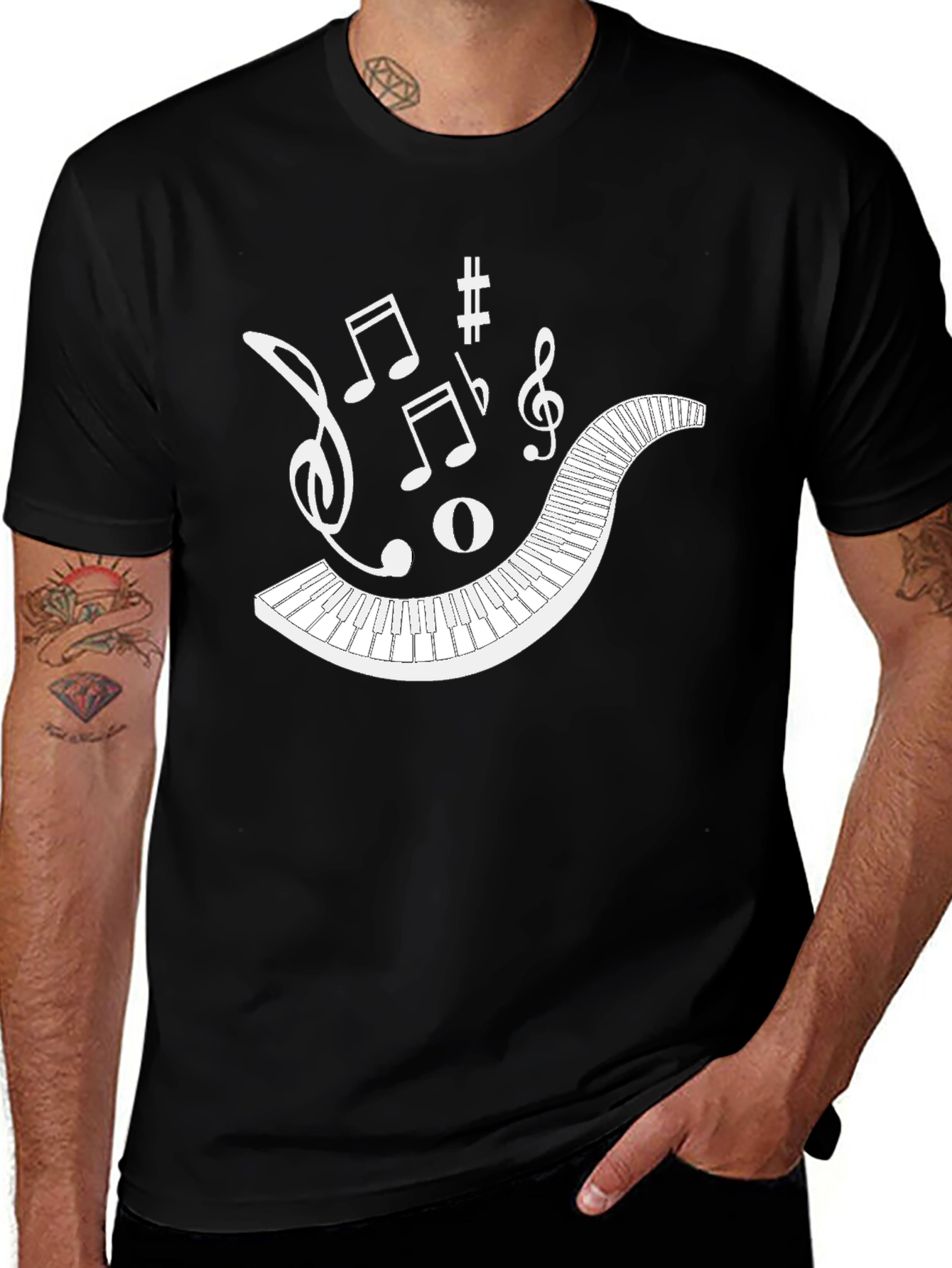 Musical Keys Black Graphic T-Shirt