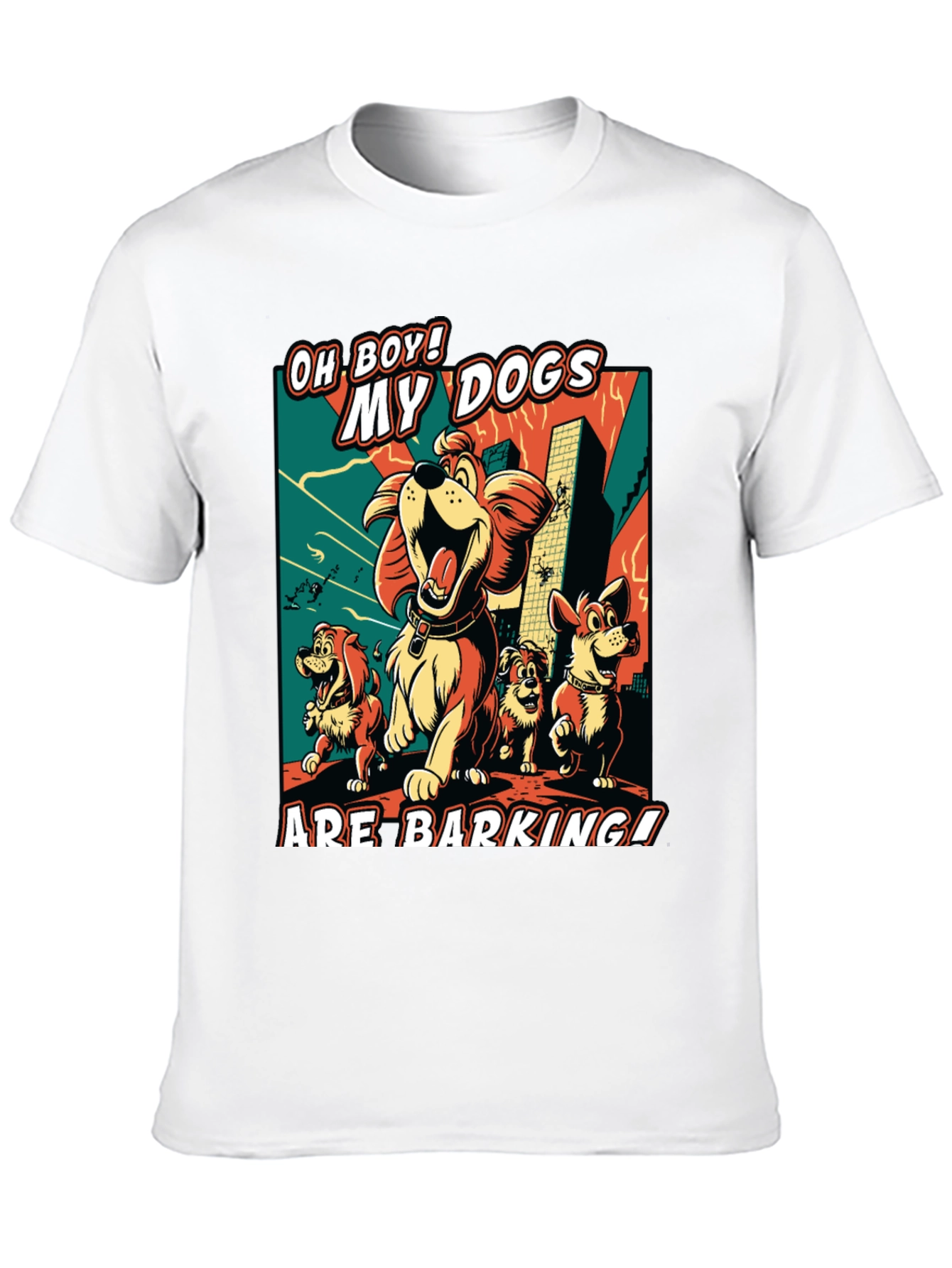 Funny Dog Cartoon Graphic Black T-Shirt