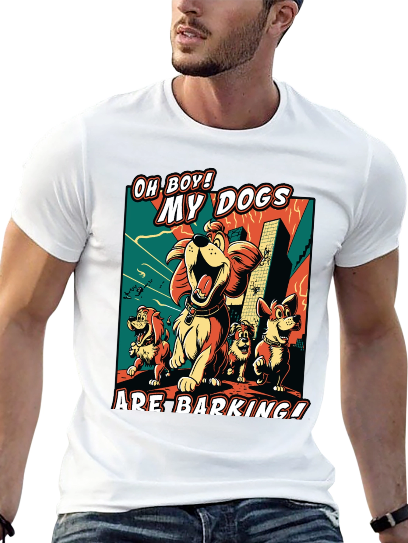 Funny Dog Cartoon Graphic Black T-Shirt