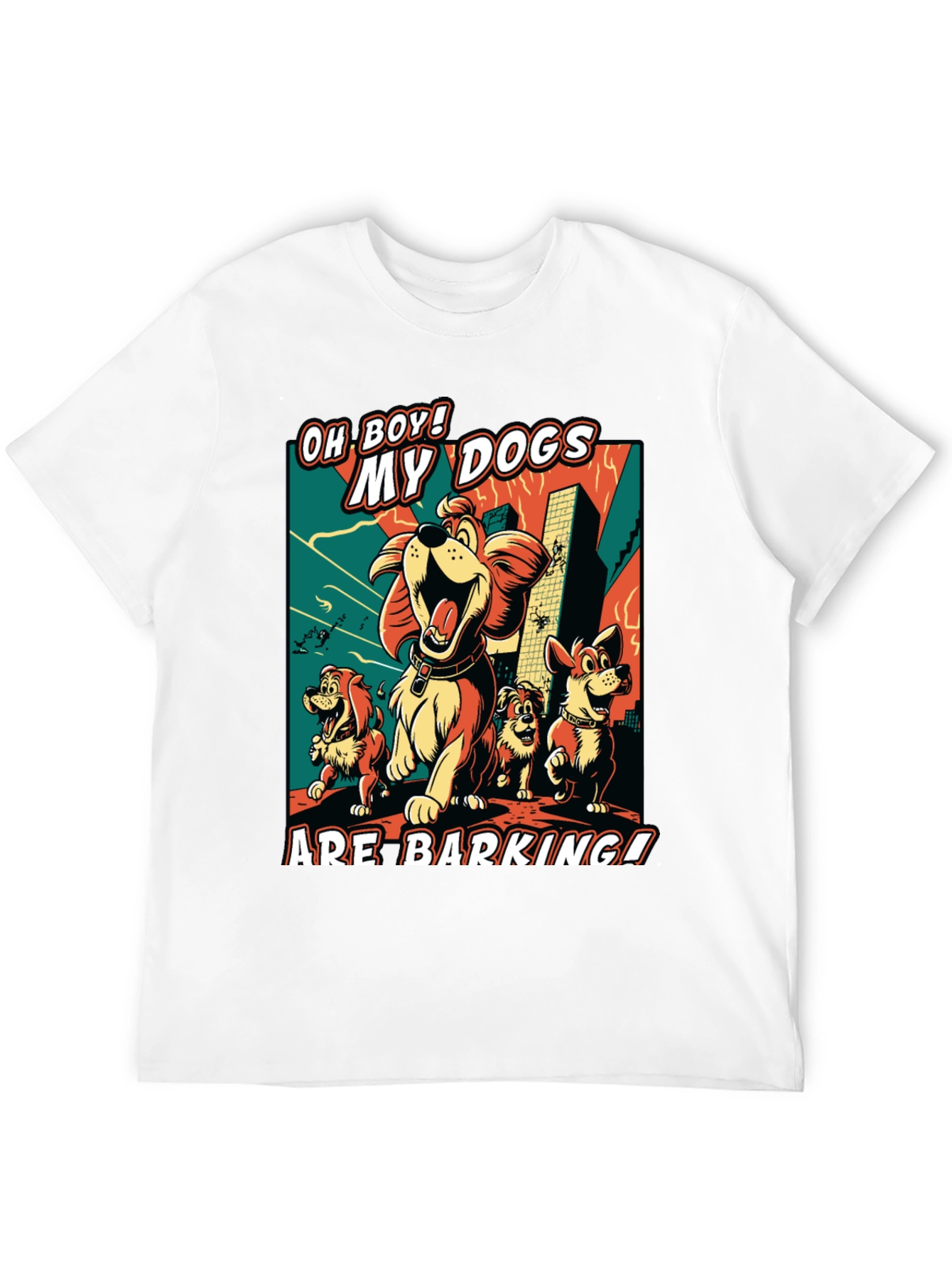 Funny Dog Cartoon Graphic Black T-Shirt