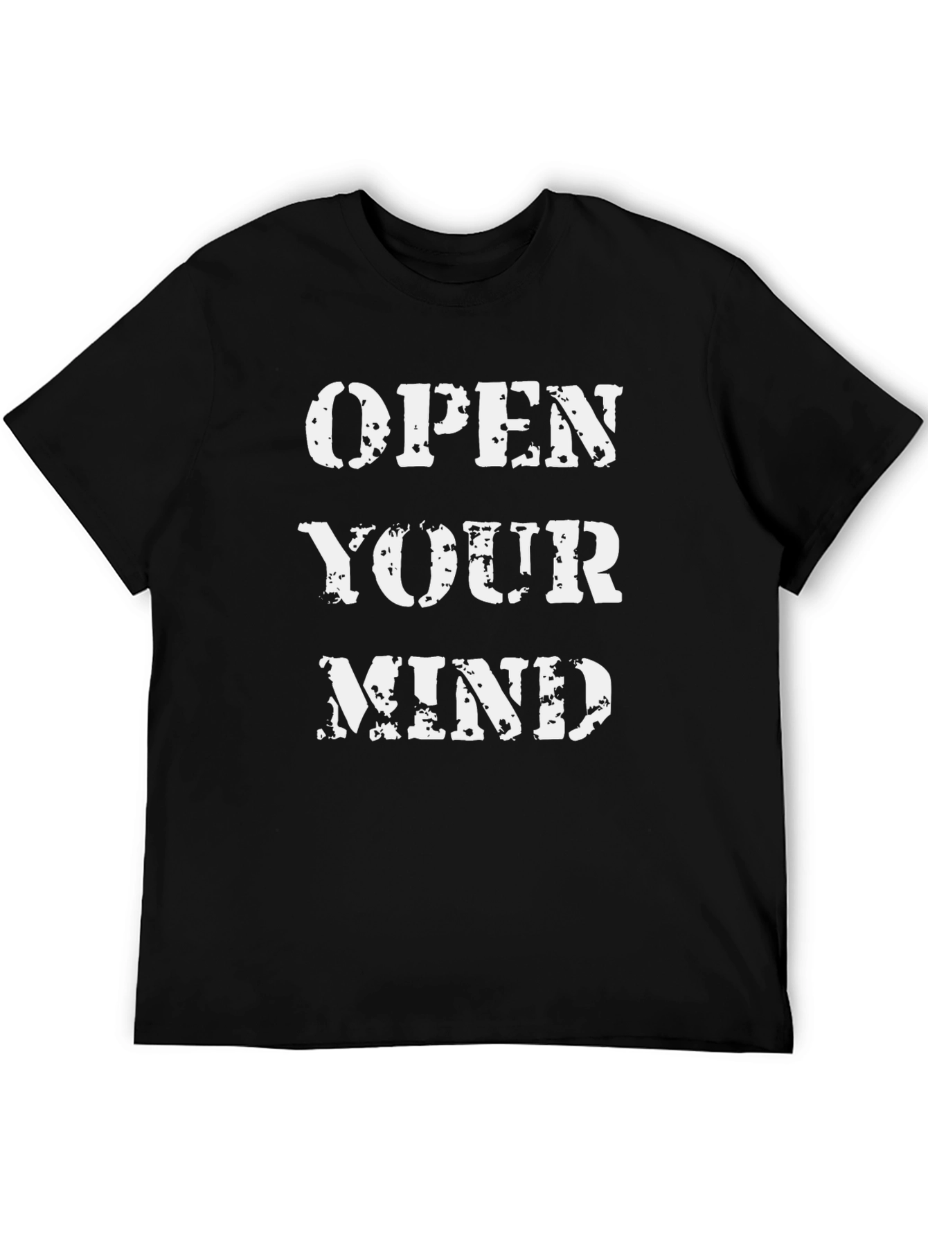 Open Your Mind Graphic Print Black T-Shirt