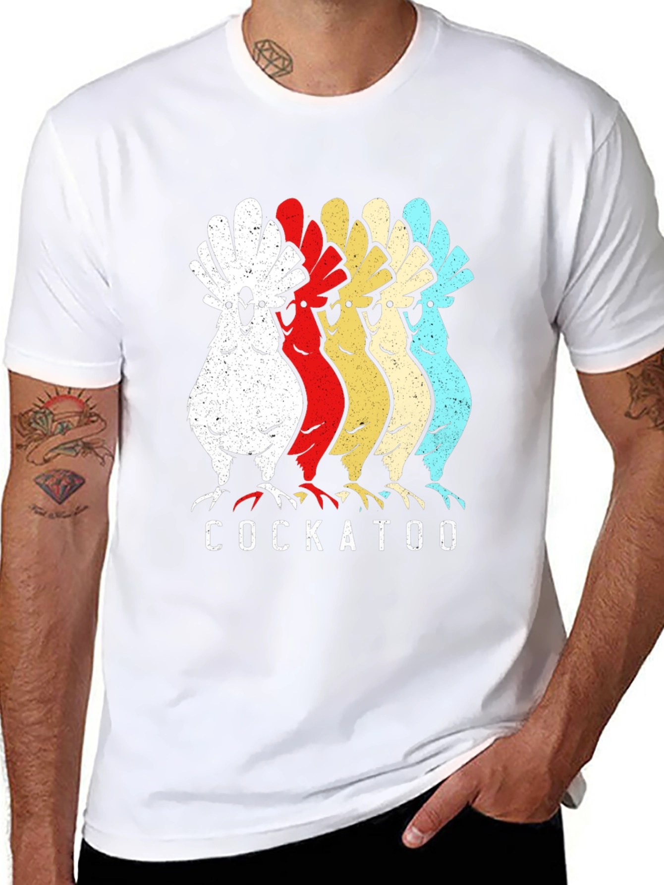 Retro Cockatoo Graphic Tee - Unique Bird Lover T-Shirt