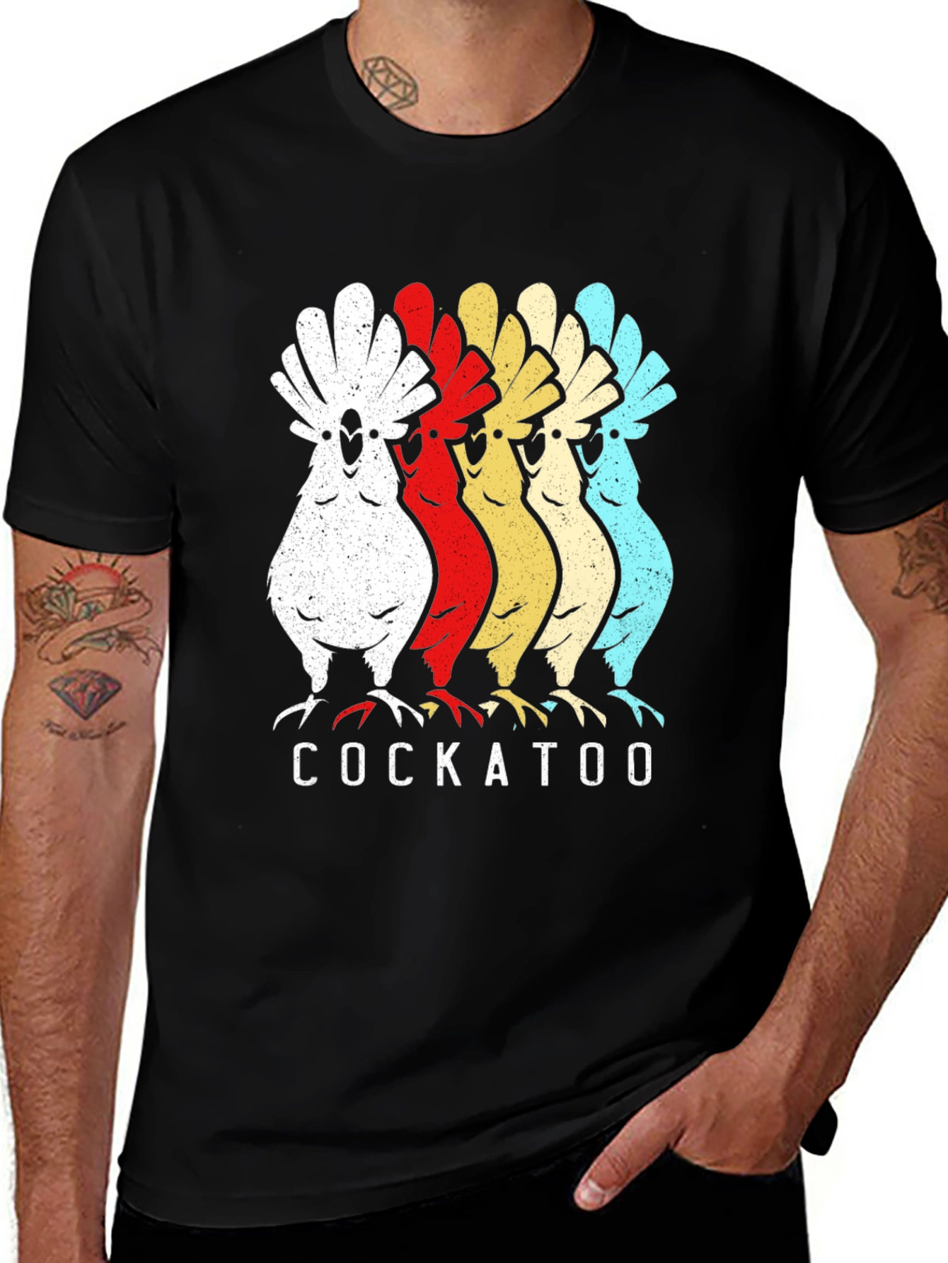 Retro Cockatoo Graphic Tee - Unique Bird Lover T-Shirt