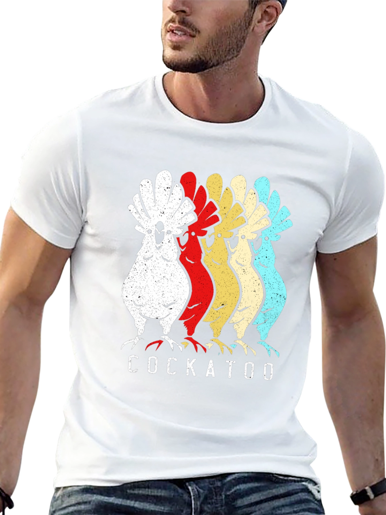 Retro Cockatoo Graphic Tee - Unique Bird Lover T-Shirt
