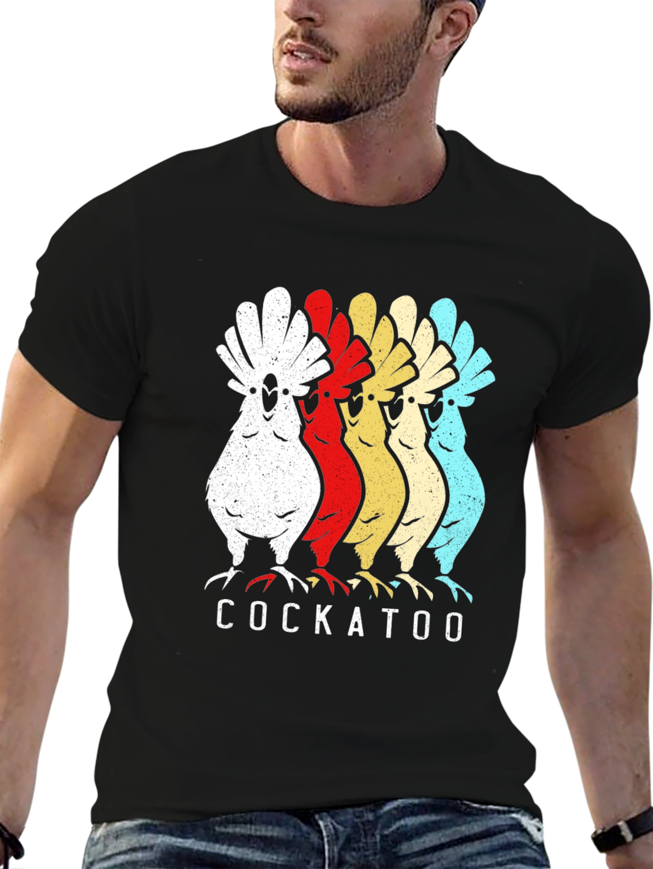 Retro Cockatoo Graphic Tee - Unique Bird Lover T-Shirt