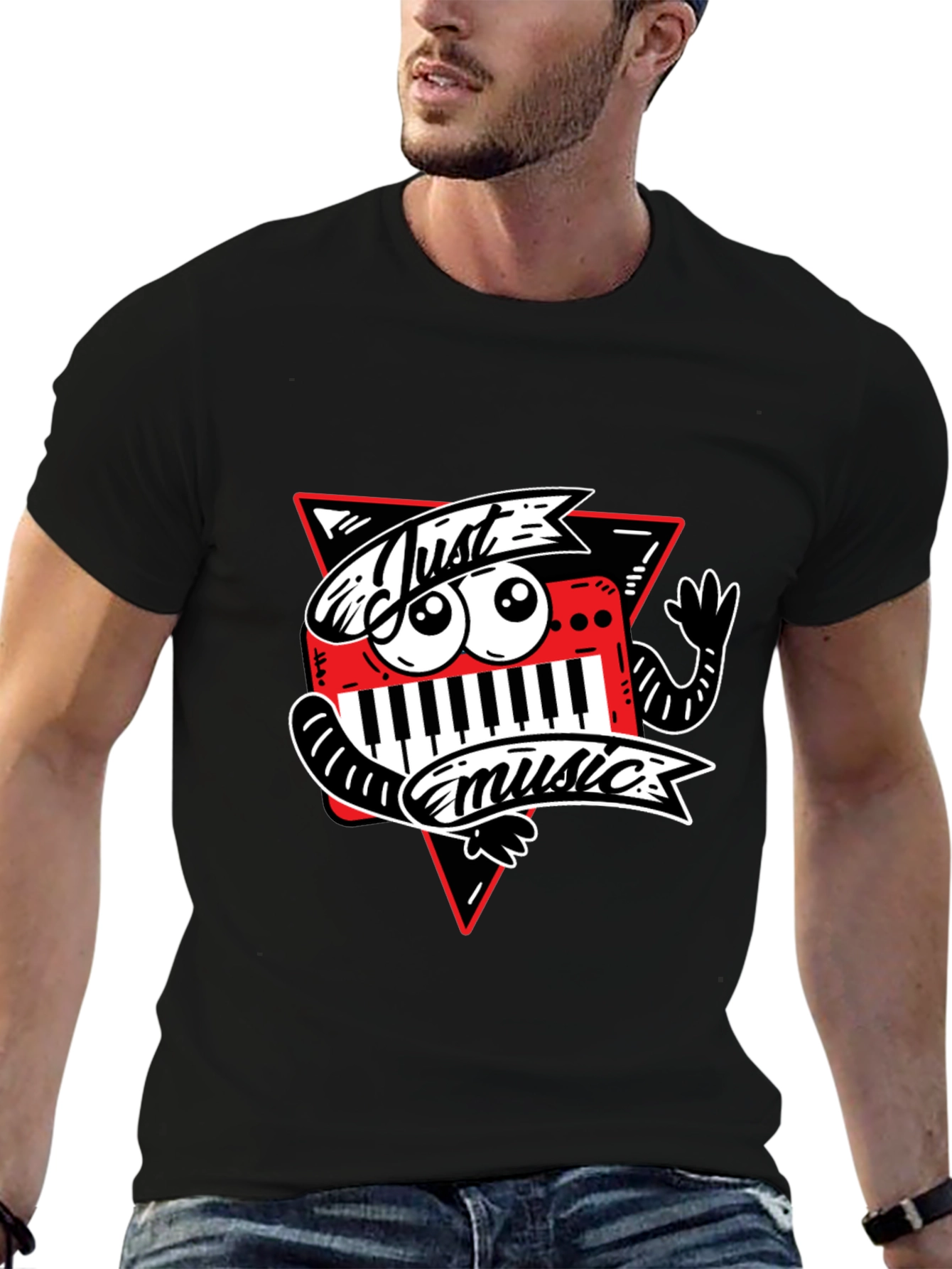 Just Music Graphic T-Shirt - Funky Keyboard Design