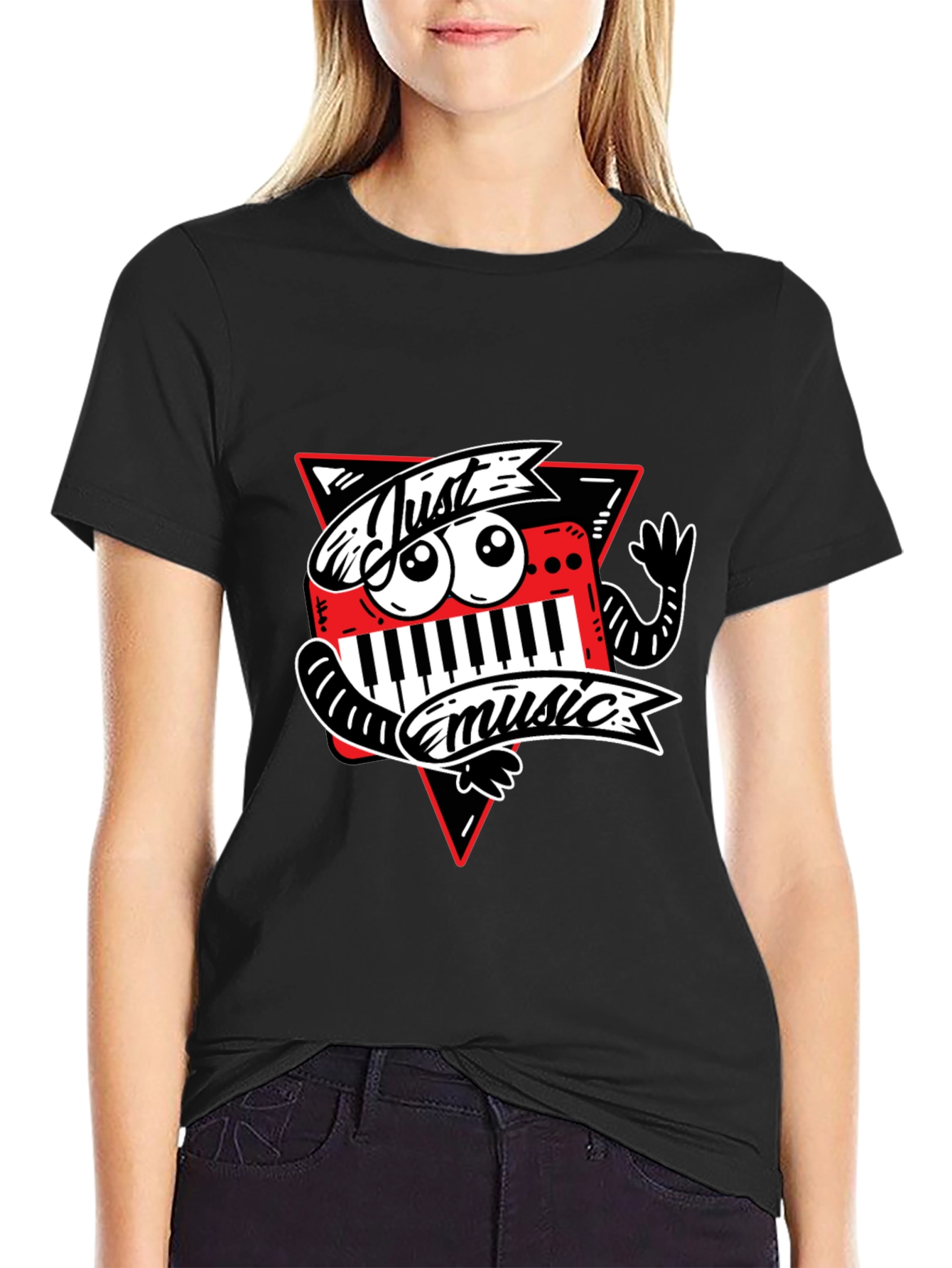 Just Music Graphic T-Shirt - Funky Keyboard Design