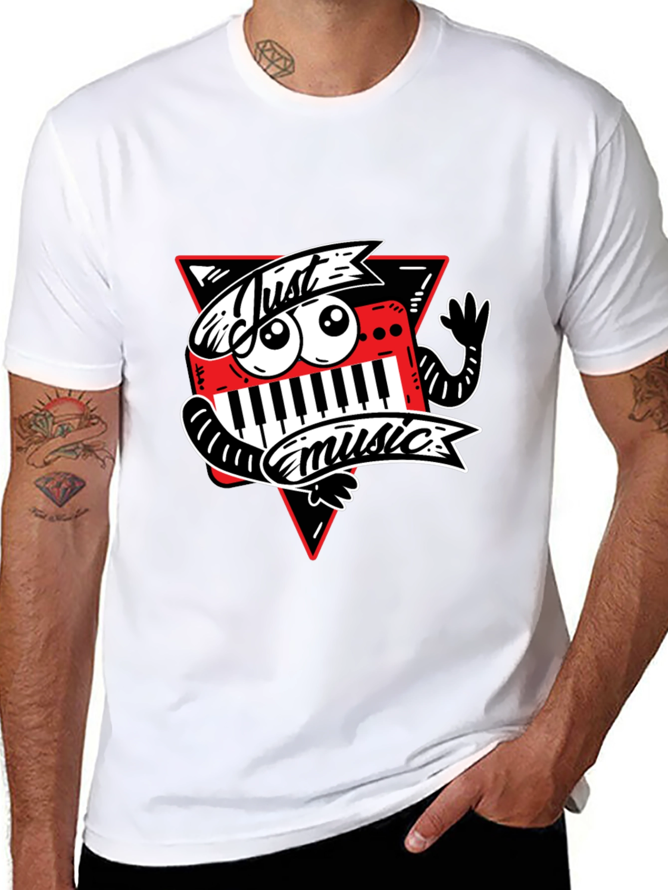 Just Music Graphic T-Shirt - Funky Keyboard Design