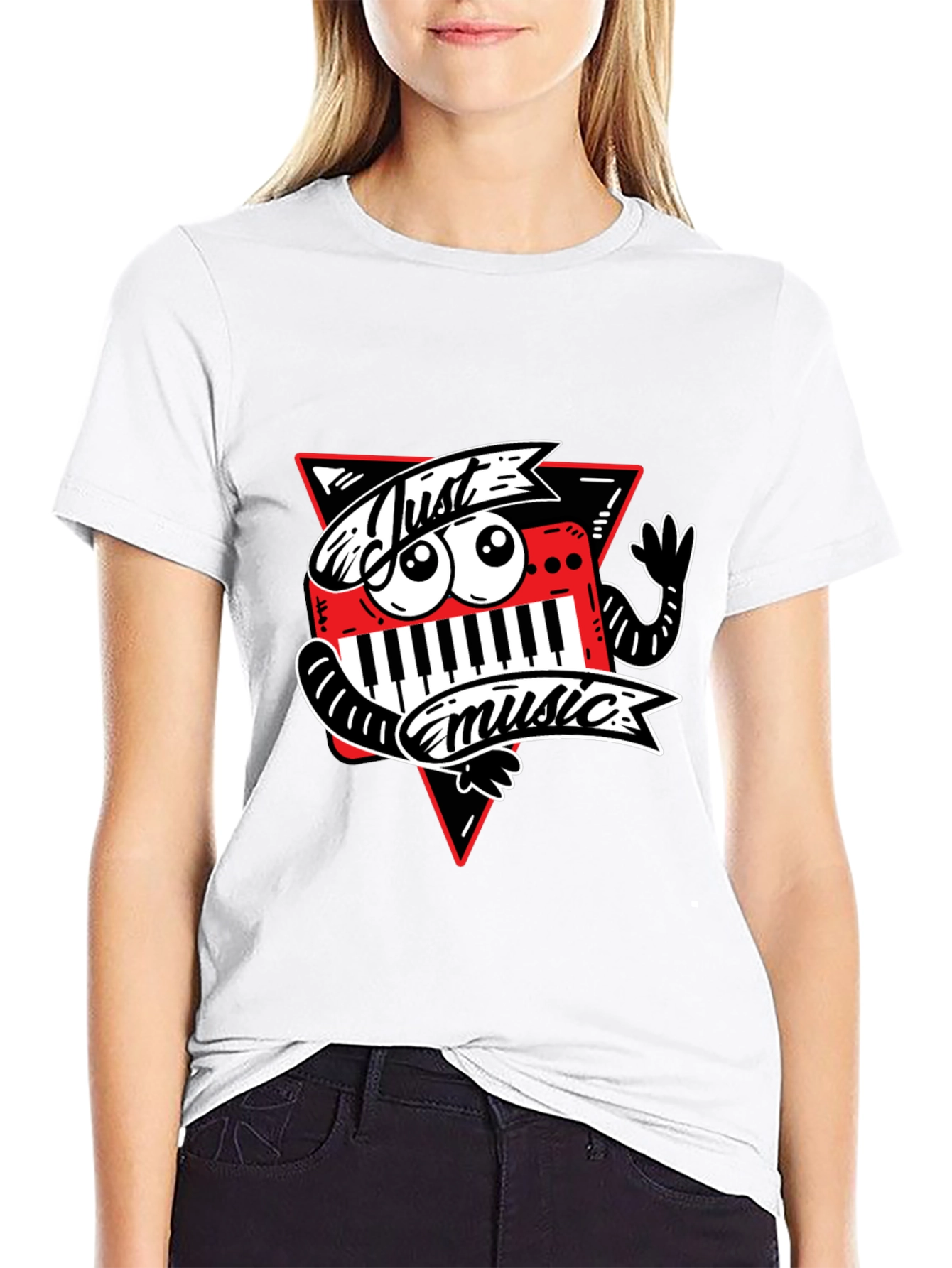 Just Music Graphic T-Shirt - Funky Keyboard Design