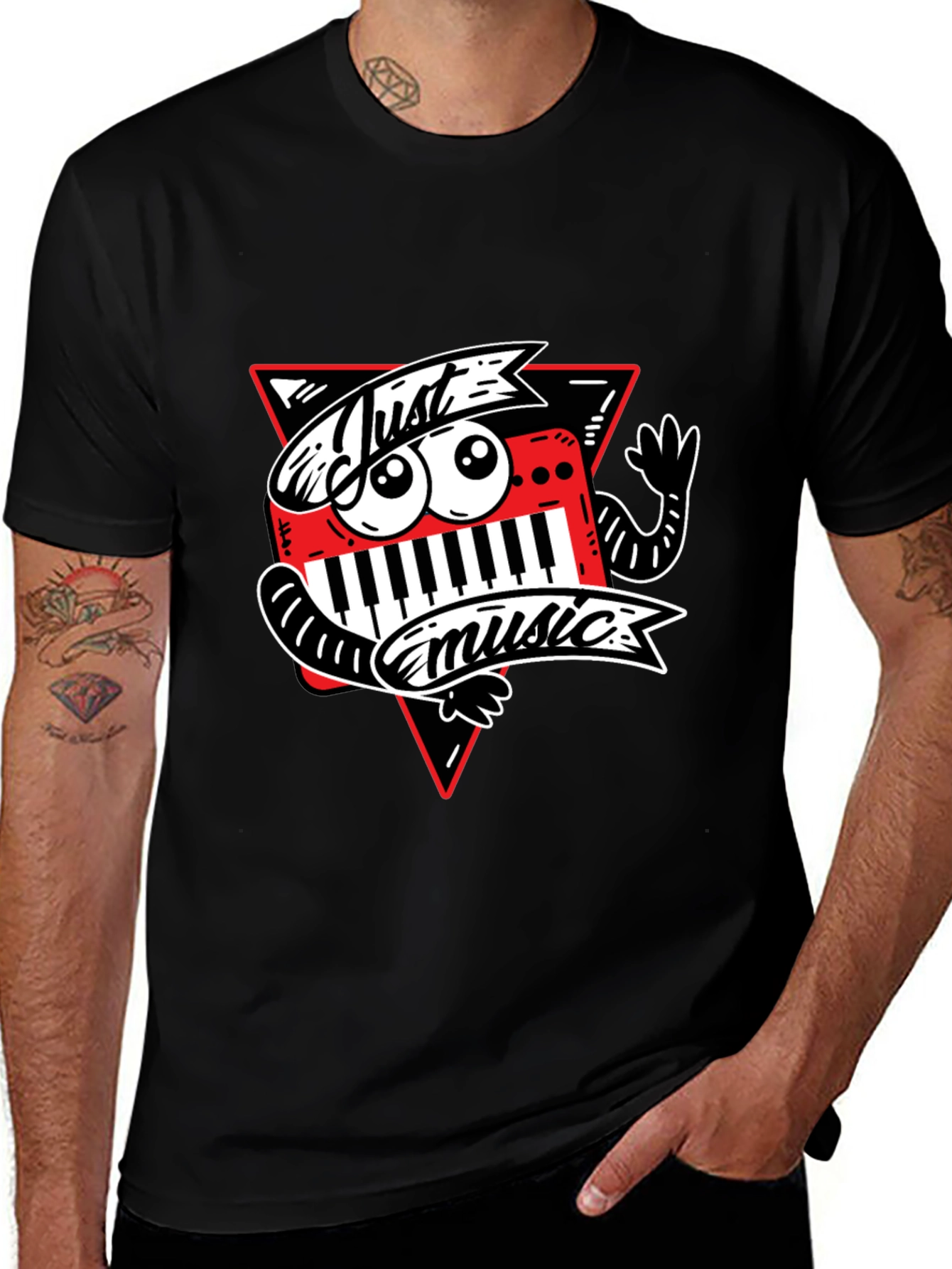 Just Music Graphic T-Shirt - Funky Keyboard Design