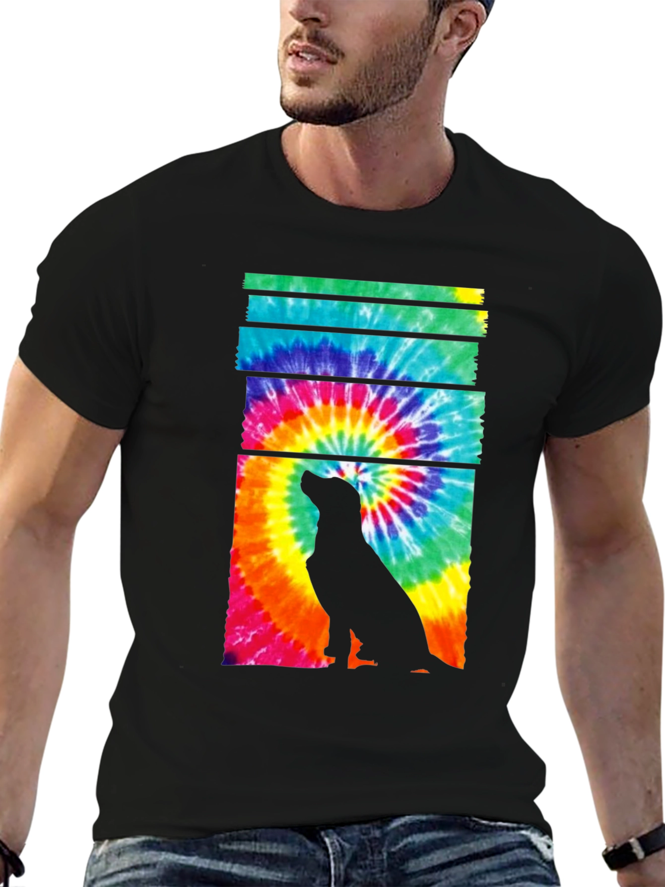 Tie-Dye Dog Silhouette Graphic Tee