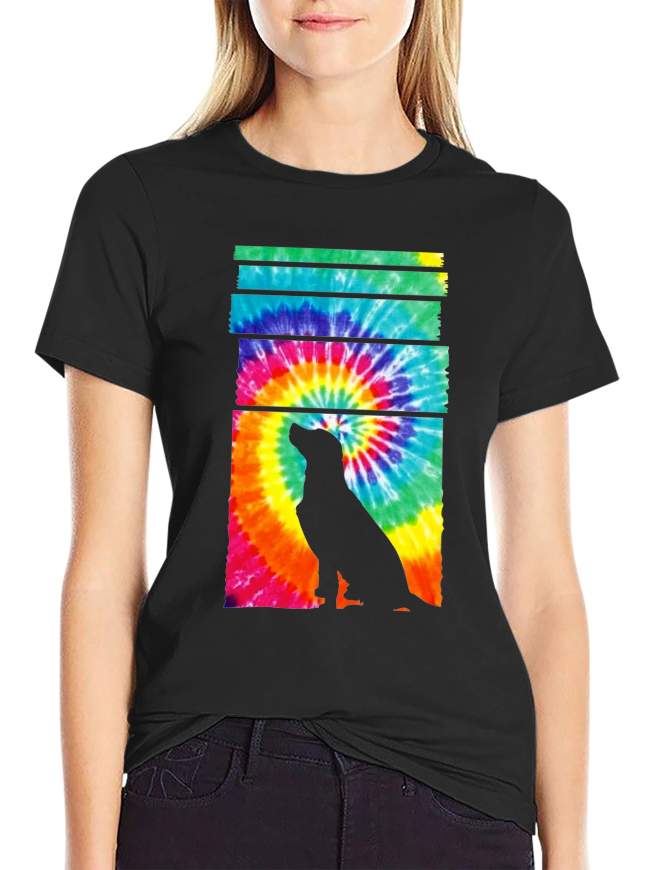 Tie-Dye Dog Silhouette Graphic Tee
