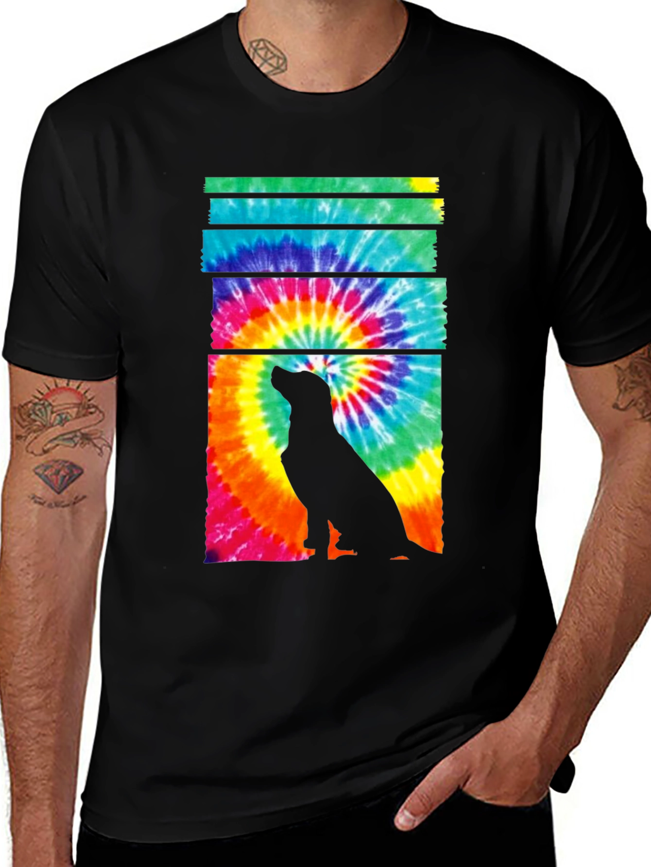 Tie-Dye Dog Silhouette Graphic Tee