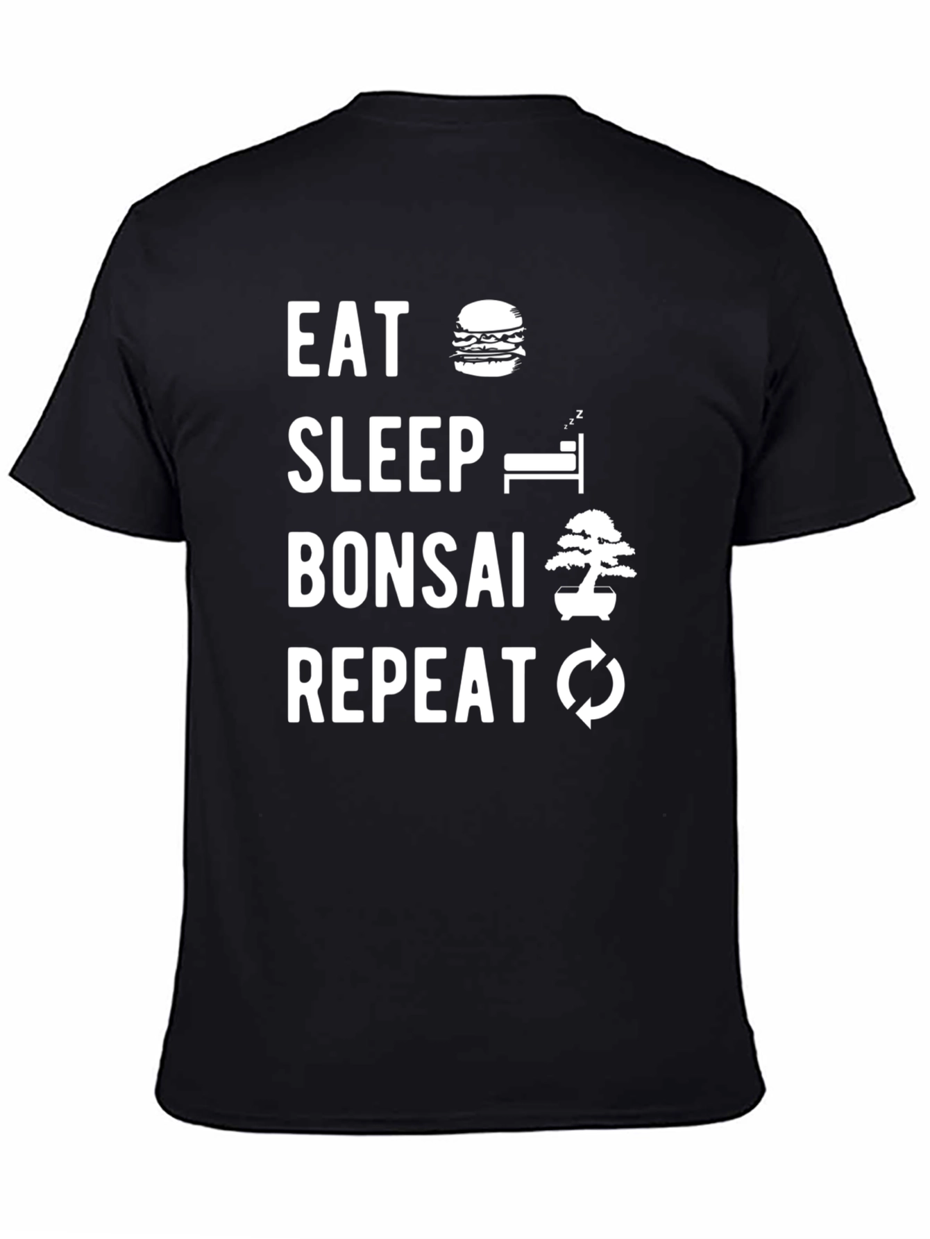 Eat Sleep Bonsai Repeat T-Shirt - Black Cotton Tee