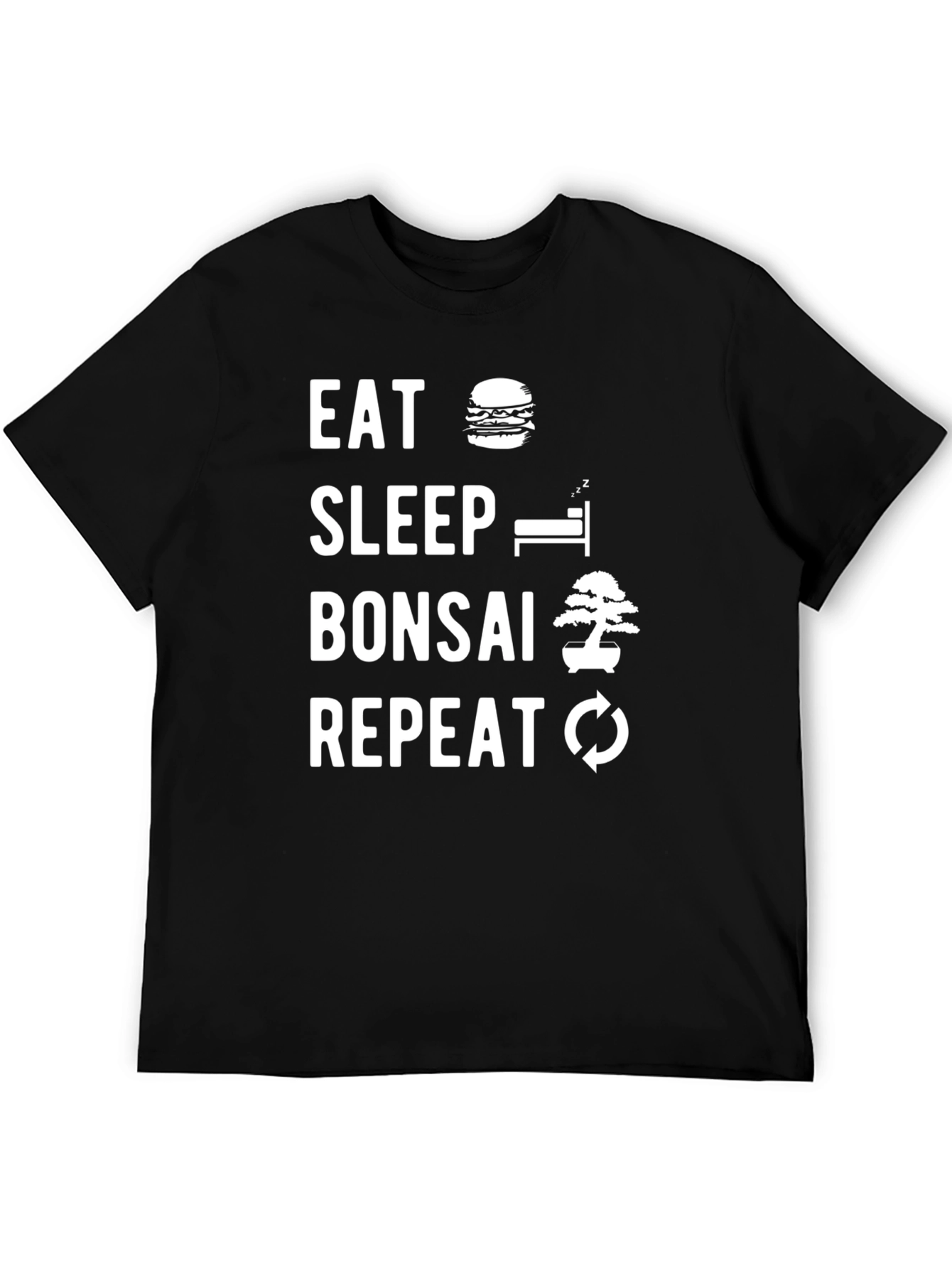 Eat Sleep Bonsai Repeat T-Shirt - Black Cotton Tee