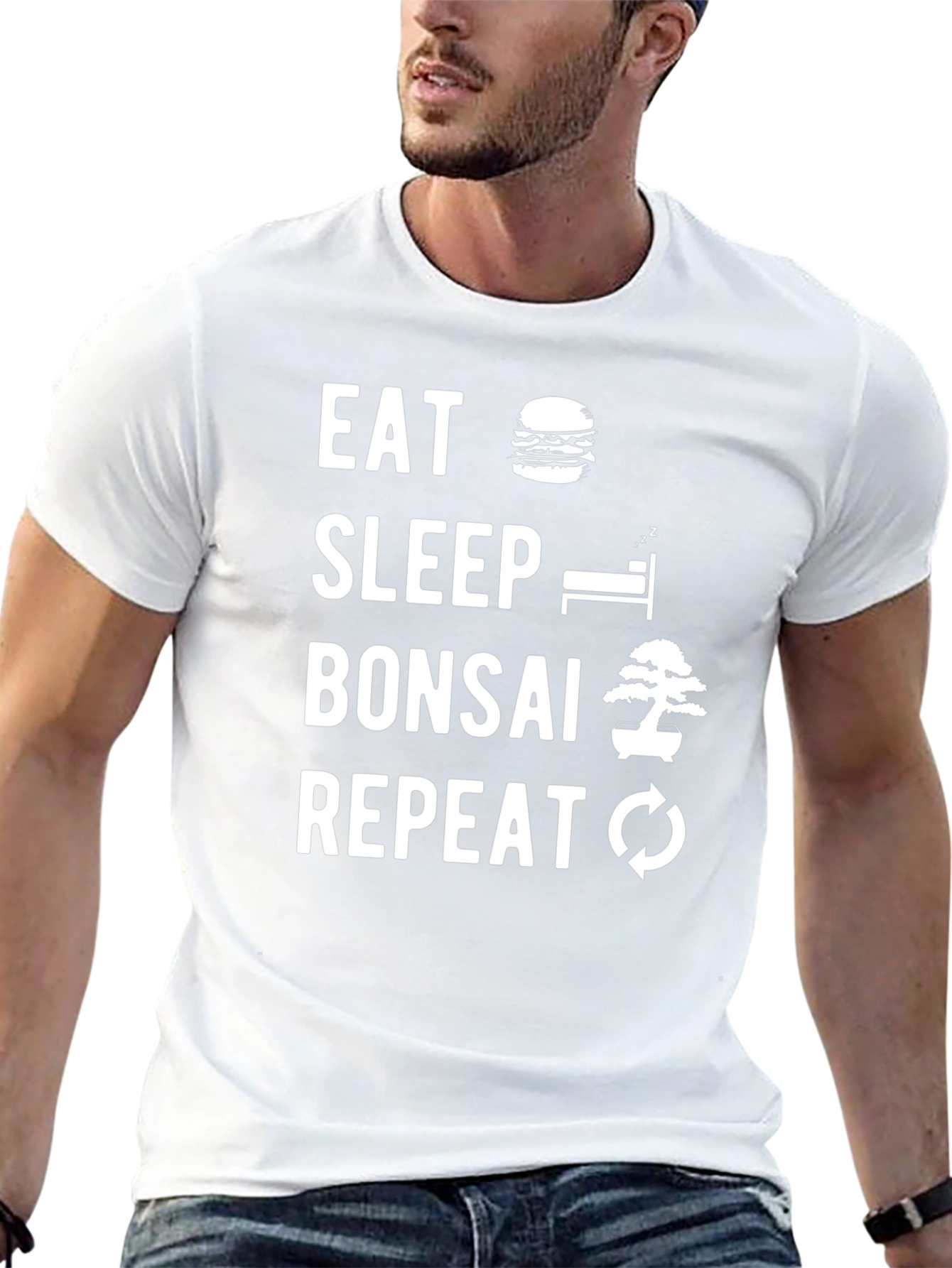 Eat Sleep Bonsai Repeat T-Shirt - Black Cotton Tee