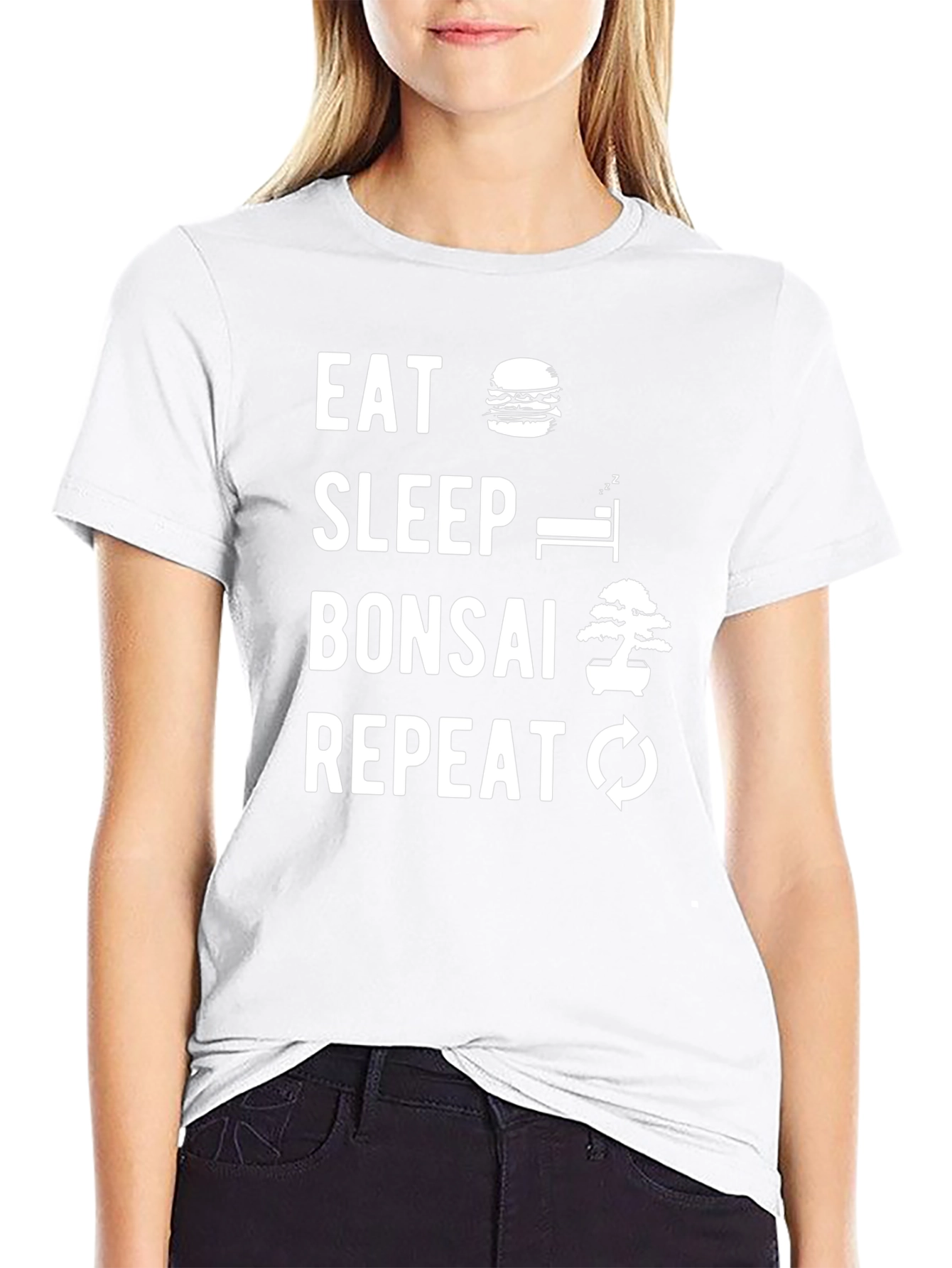 Eat Sleep Bonsai Repeat T-Shirt - Black Cotton Tee