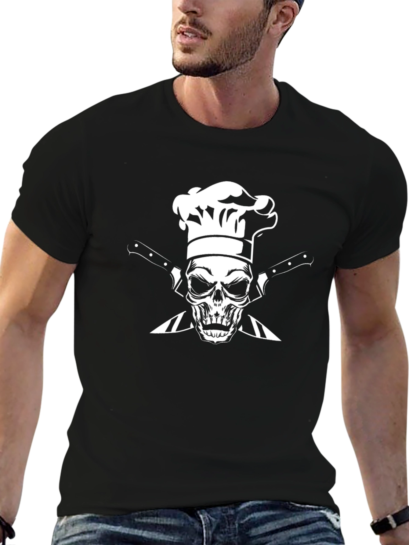 Chef Skull Graphic T-Shirt - Culinary Pirate Design