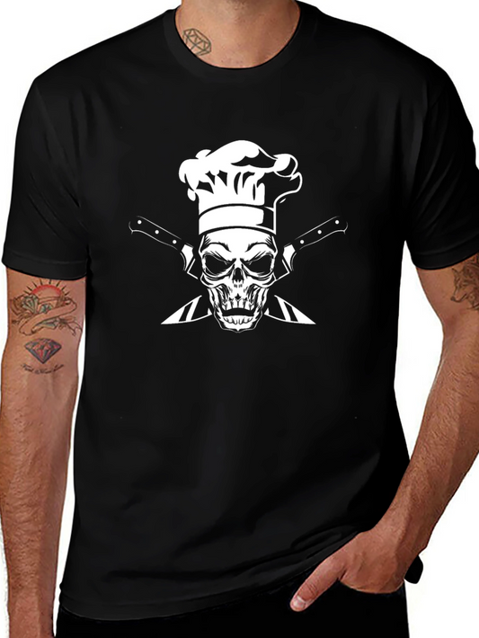 Chef Skull Graphic T-Shirt - Culinary Pirate Design