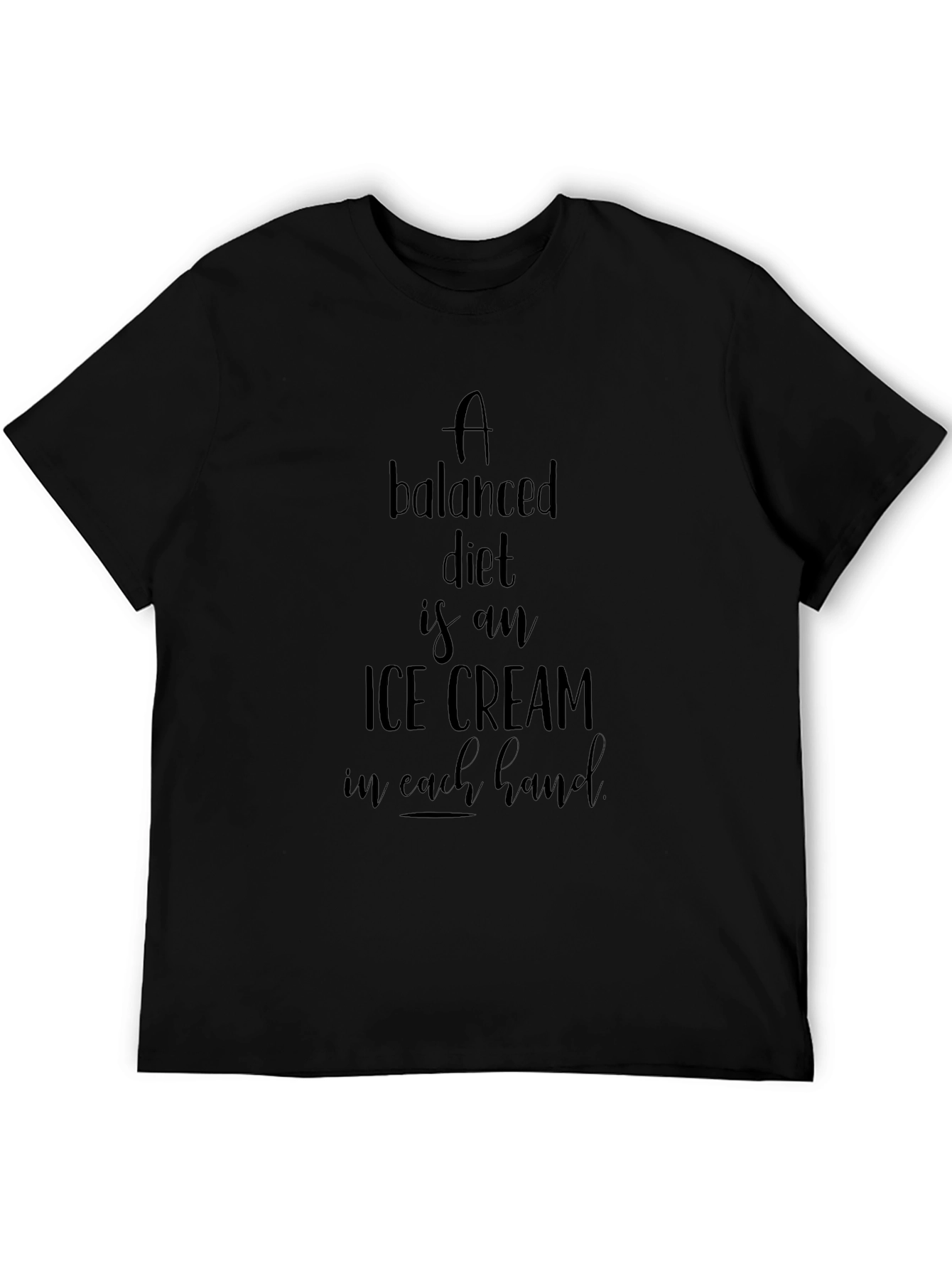 Balanced Diet Ice Cream Mens Black Graphic T-Shirt