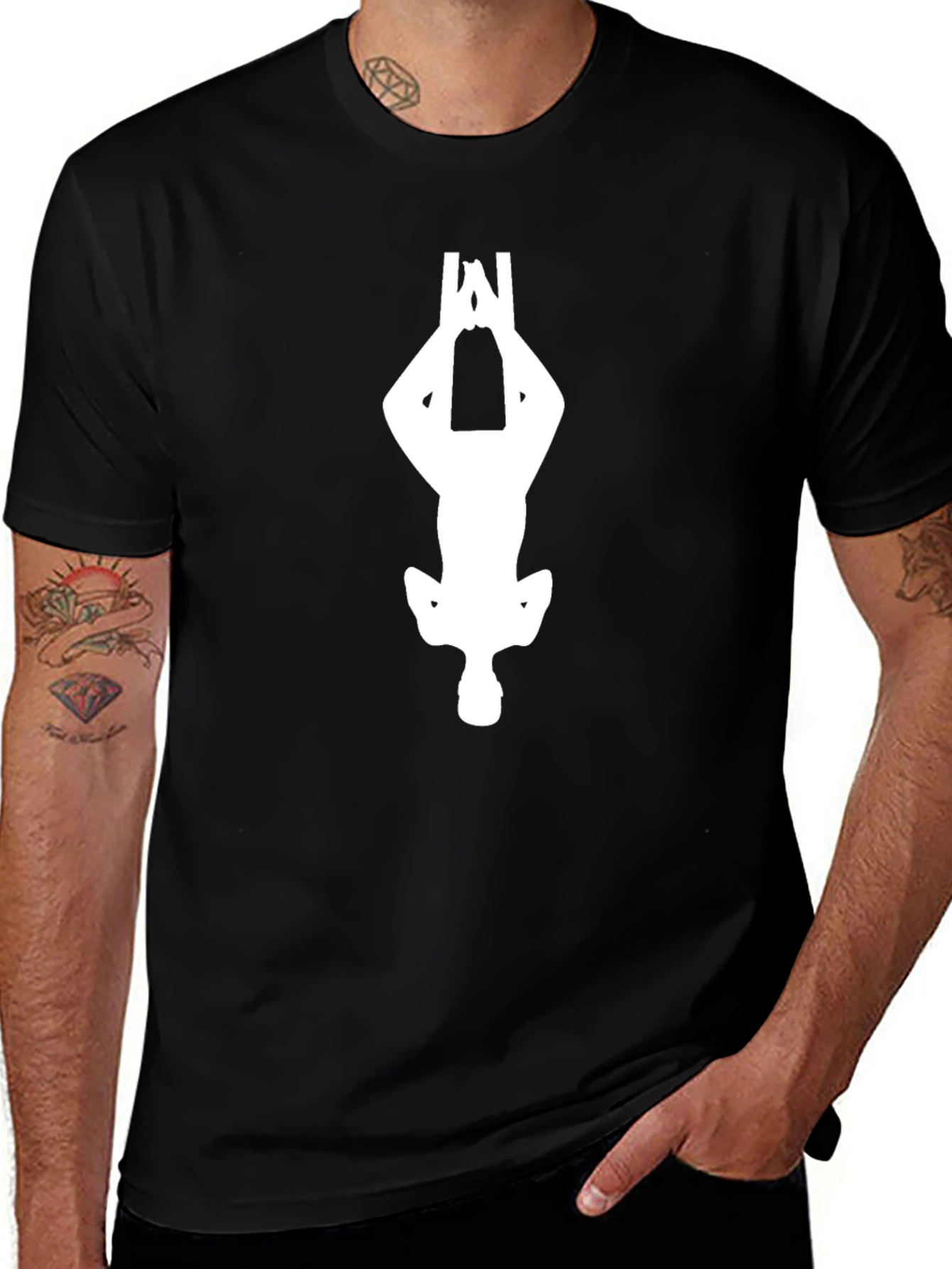 Upside Down Figure Black Tee