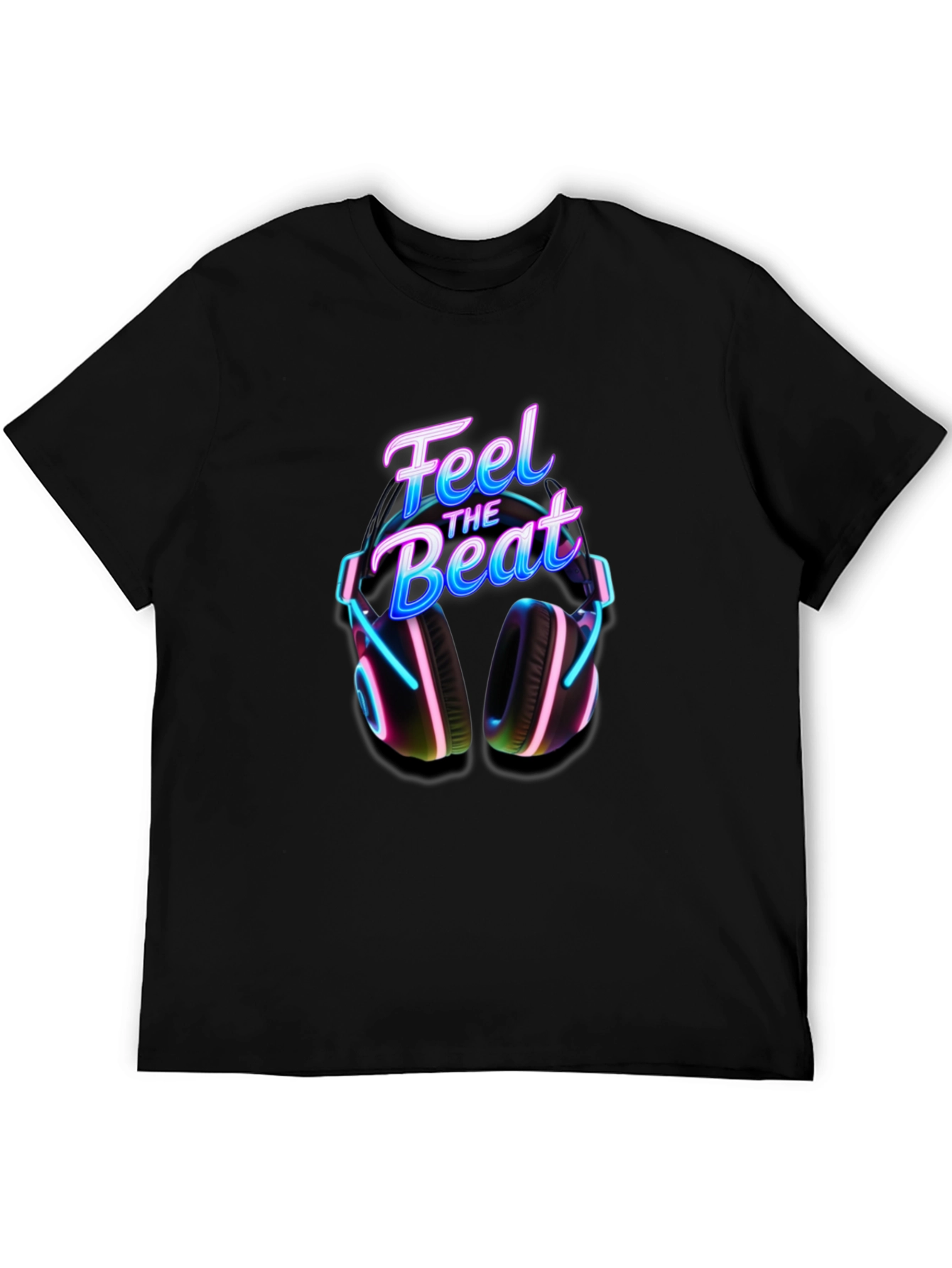 Feel the Beat T-Shirt with Headphone Graphic