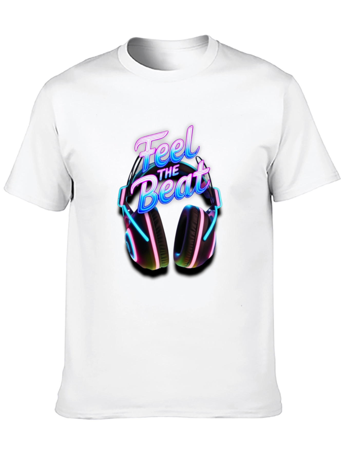 Feel the Beat T-Shirt with Headphone Graphic