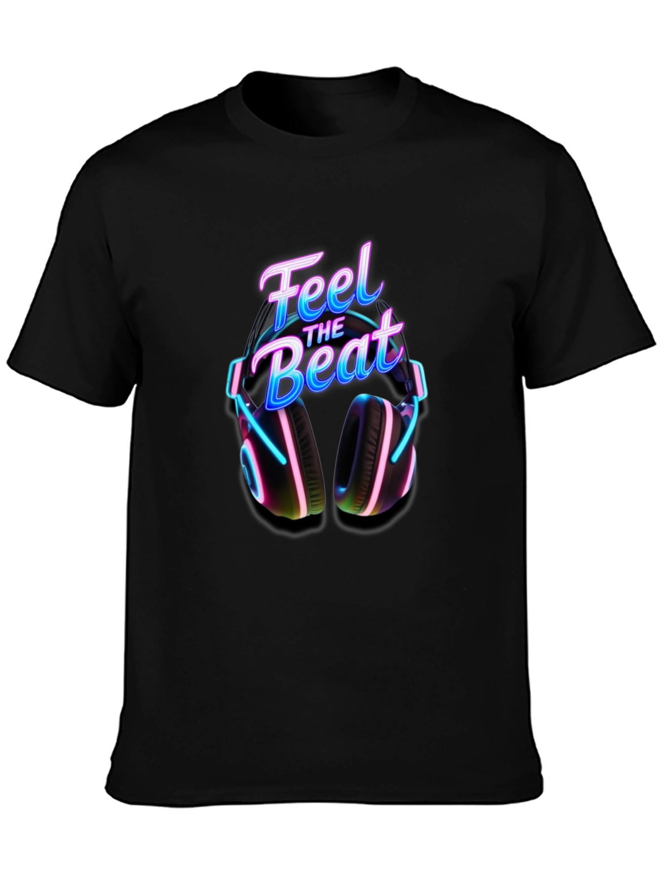 Feel the Beat T-Shirt with Headphone Graphic