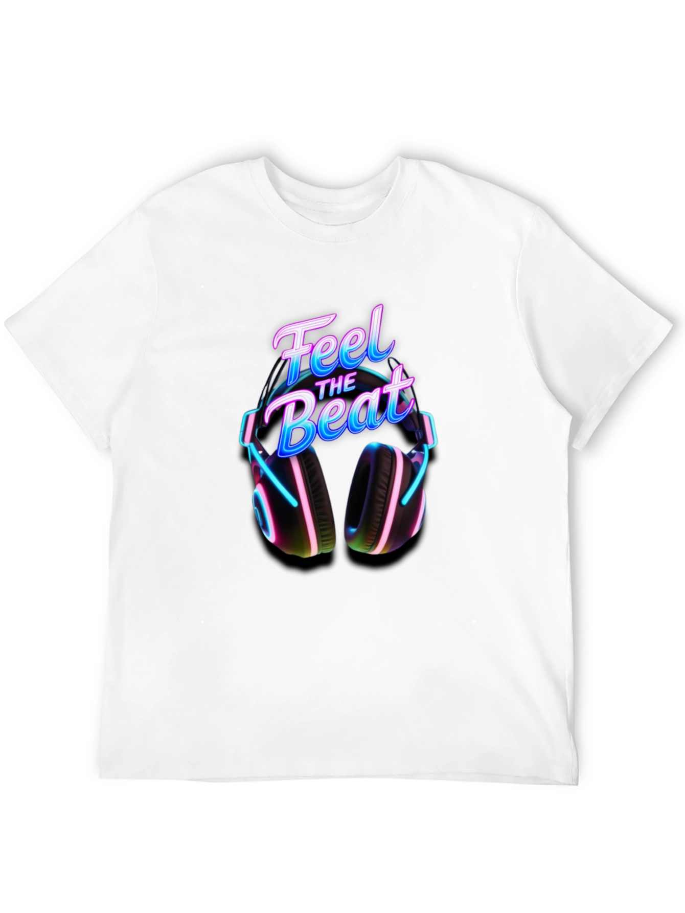 Feel the Beat T-Shirt with Headphone Graphic