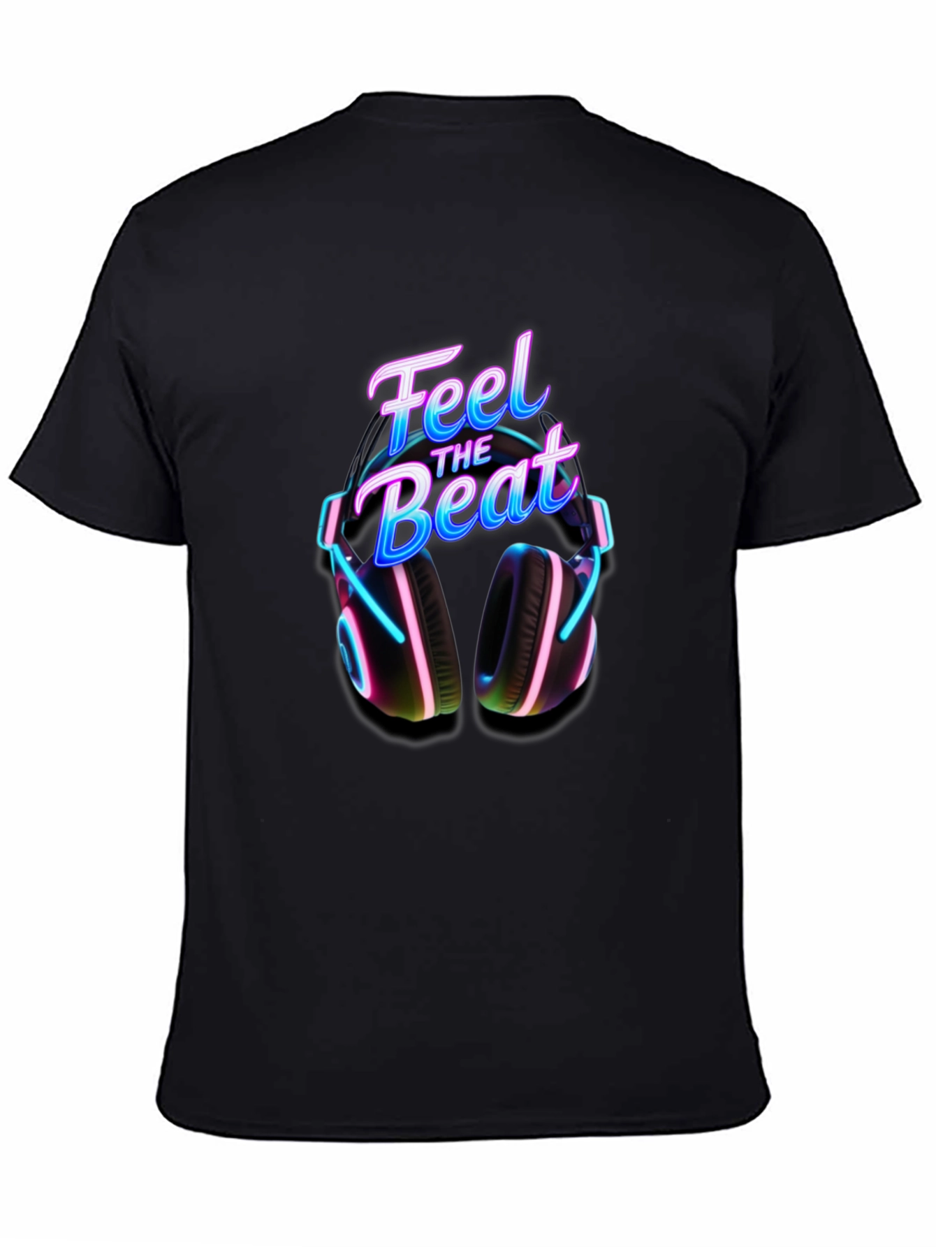Feel the Beat T-Shirt with Headphone Graphic
