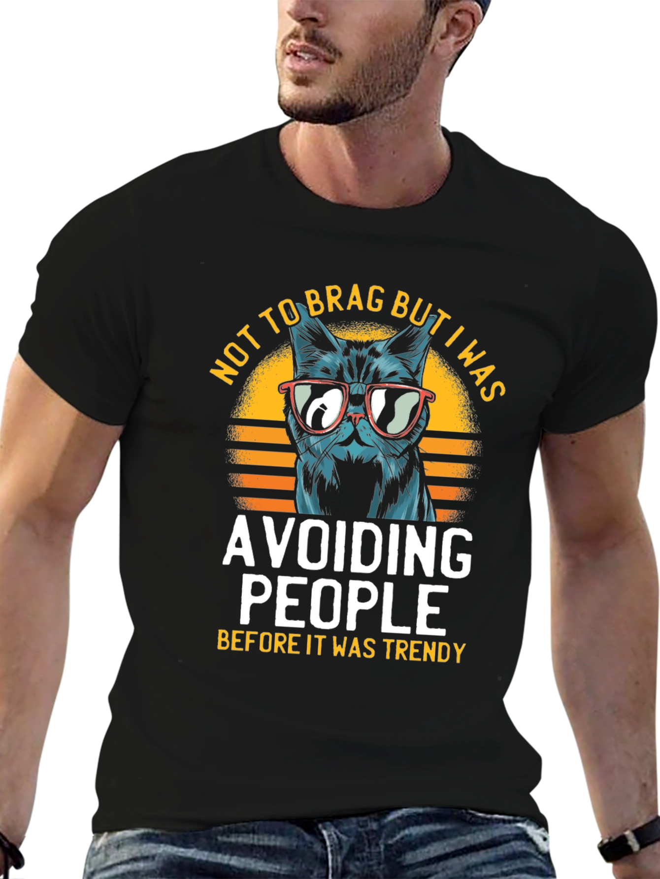 Avoiding People Cat Graphic Tee