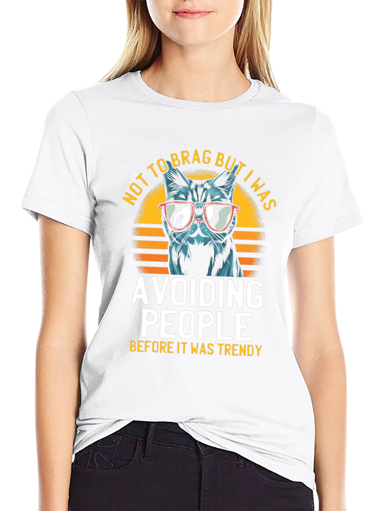 Avoiding People Cat Graphic Tee