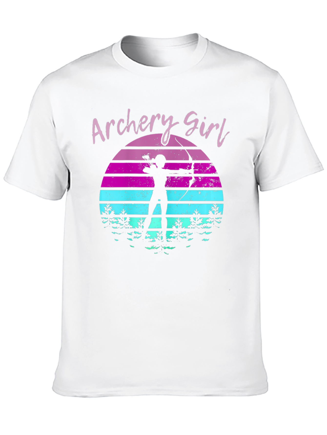 Archery Girl Retro Sunset Graphic T-Shirt
