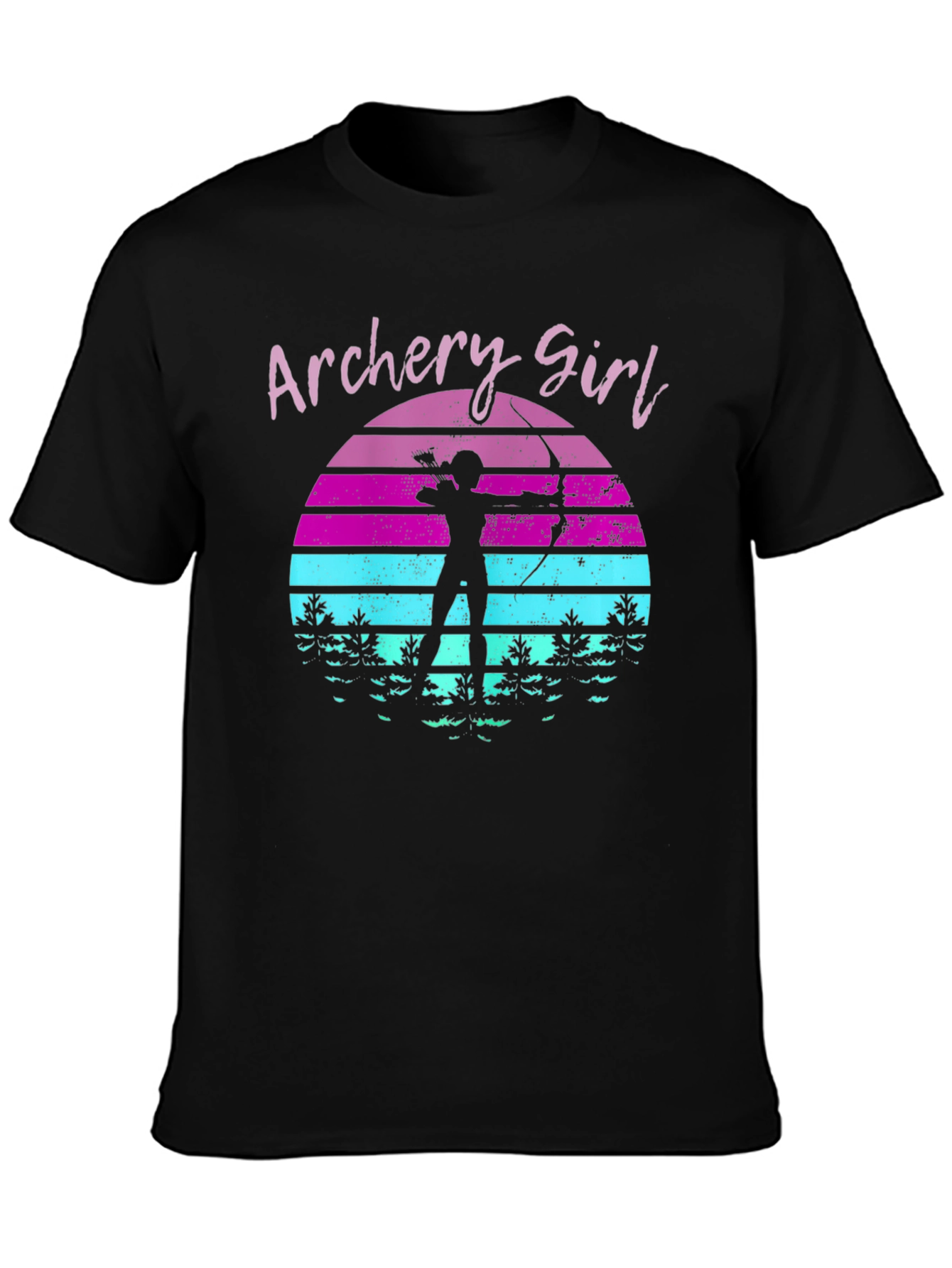 Archery Girl Retro Sunset Graphic T-Shirt