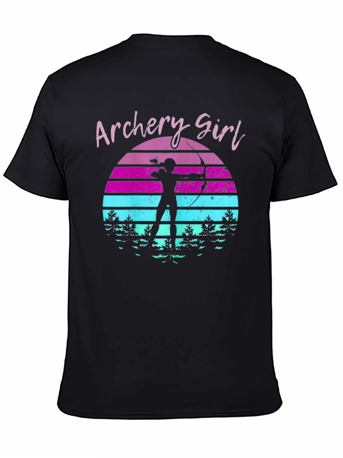 Archery Girl Retro Sunset Graphic T-Shirt
