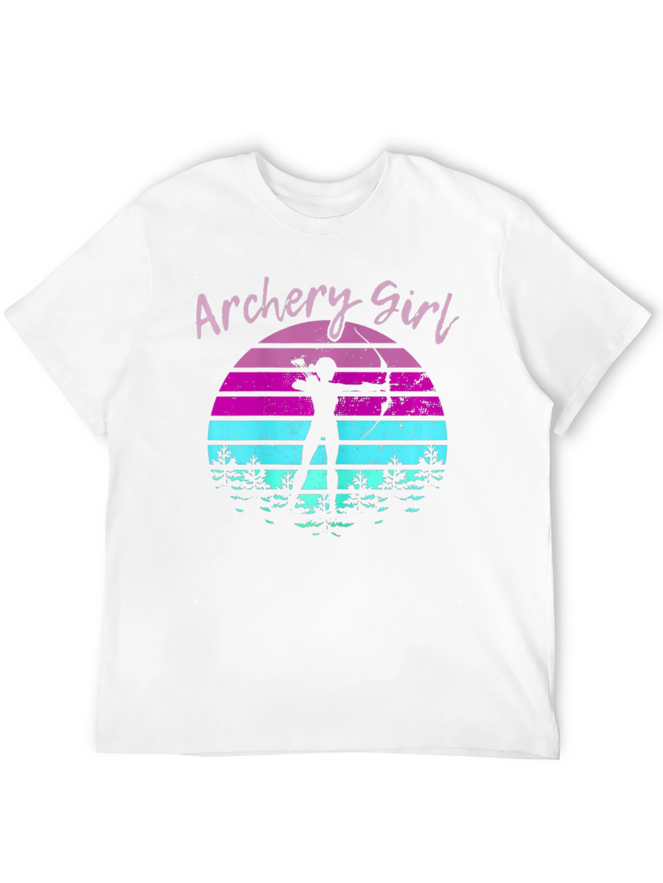 Archery Girl Retro Sunset Graphic T-Shirt