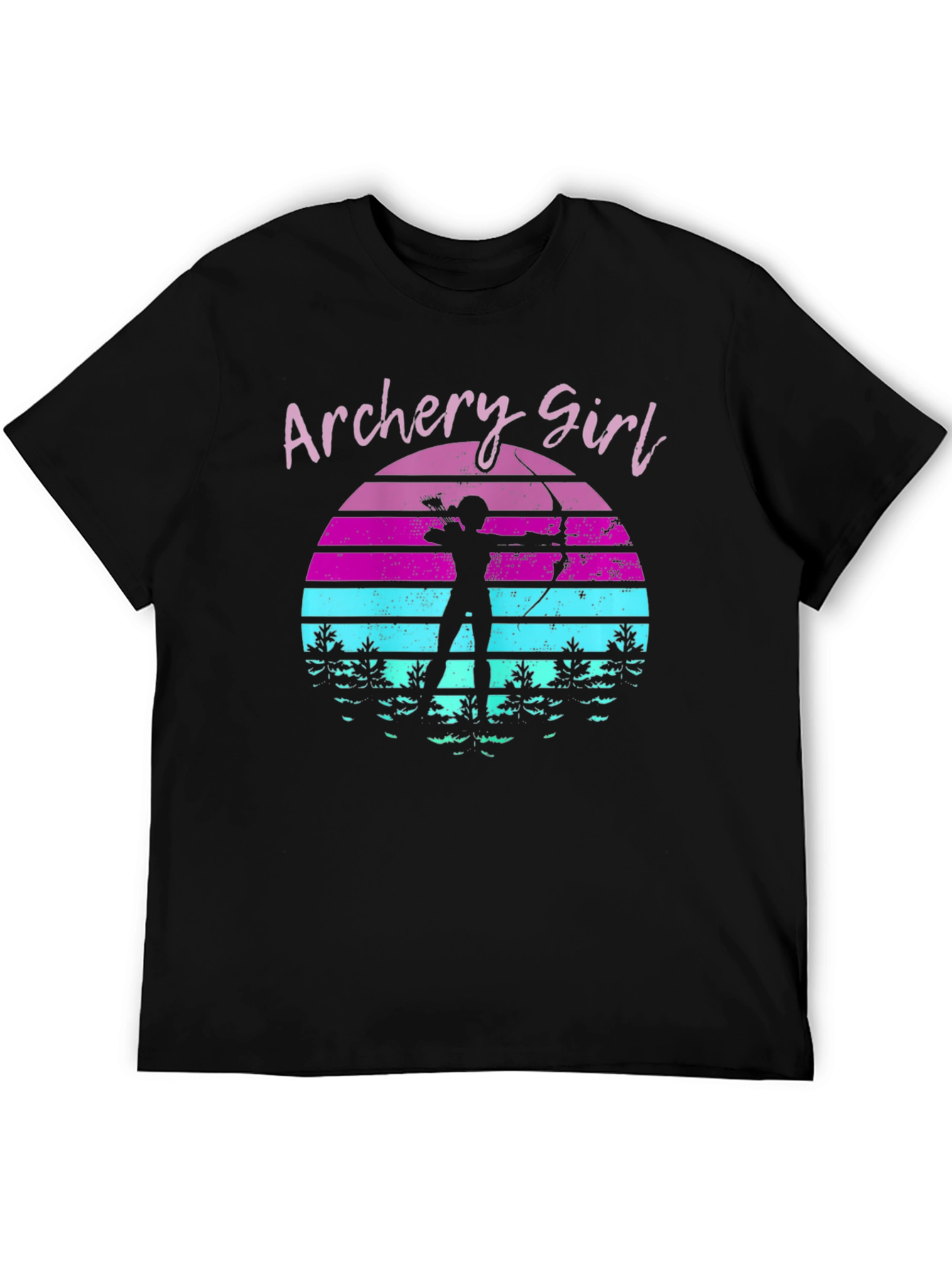 Archery Girl Retro Sunset Graphic T-Shirt
