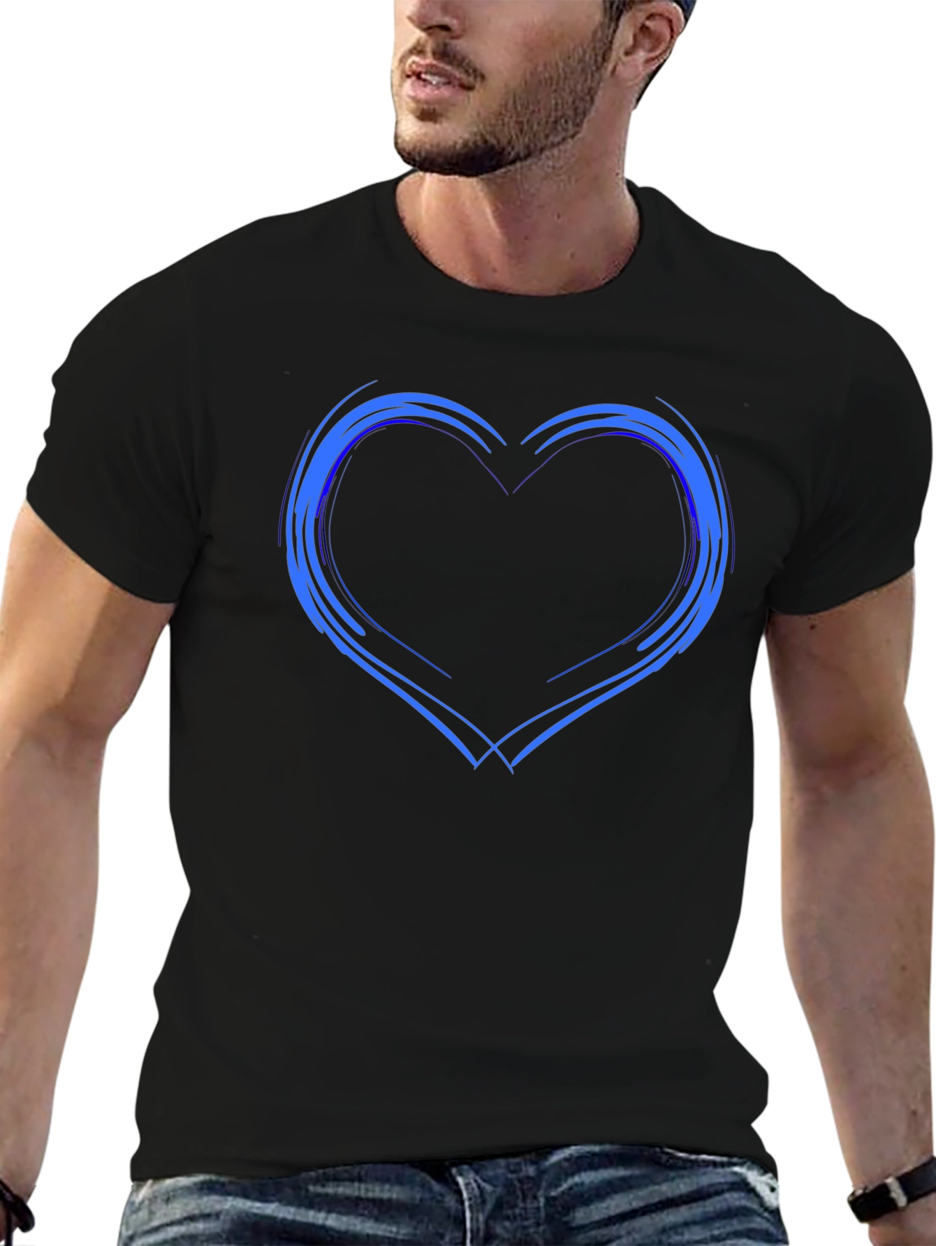 Heart Outline Black T-Shirt - Trendy Graphic Tee