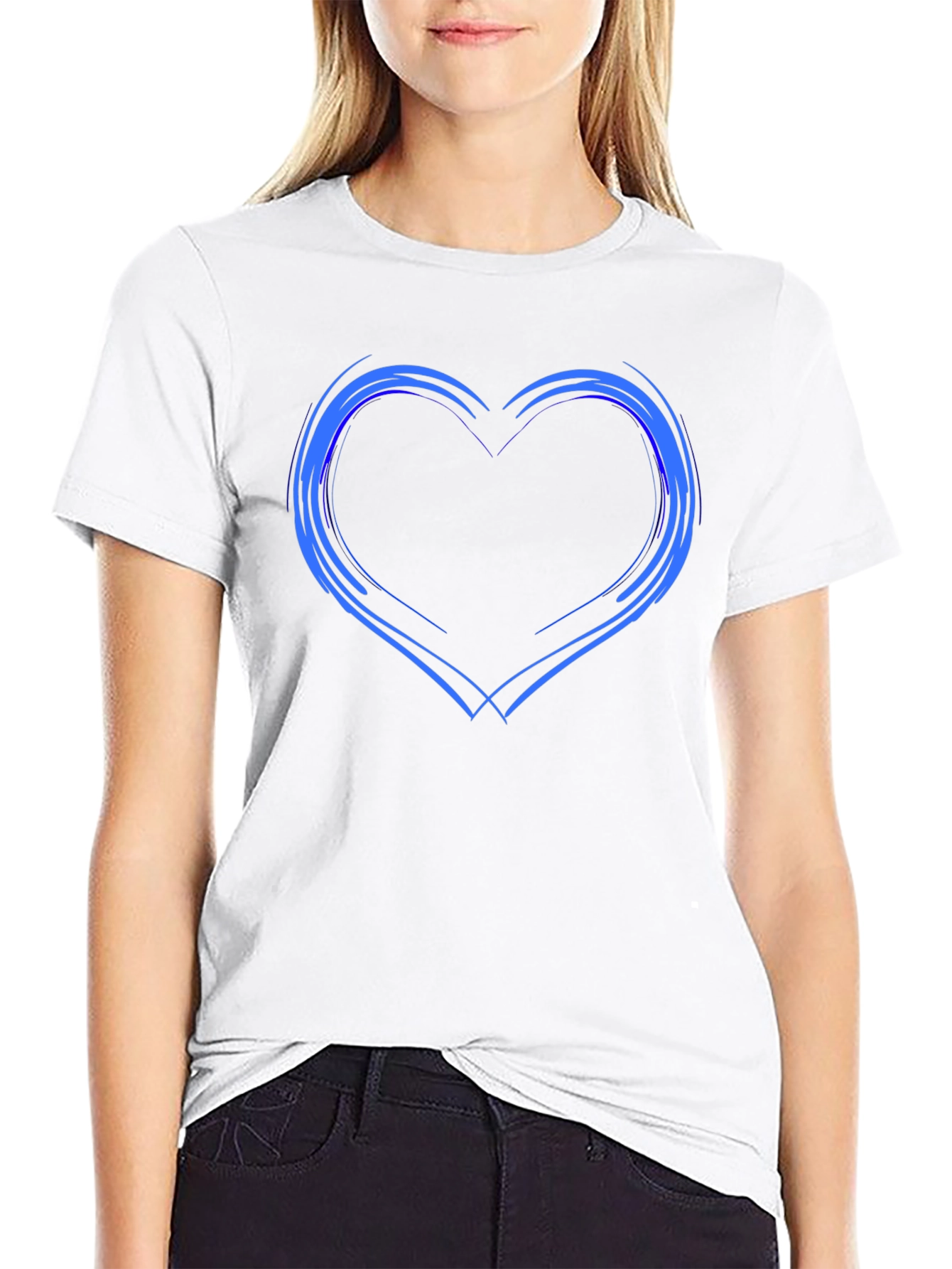 Heart Outline Black T-Shirt - Trendy Graphic Tee