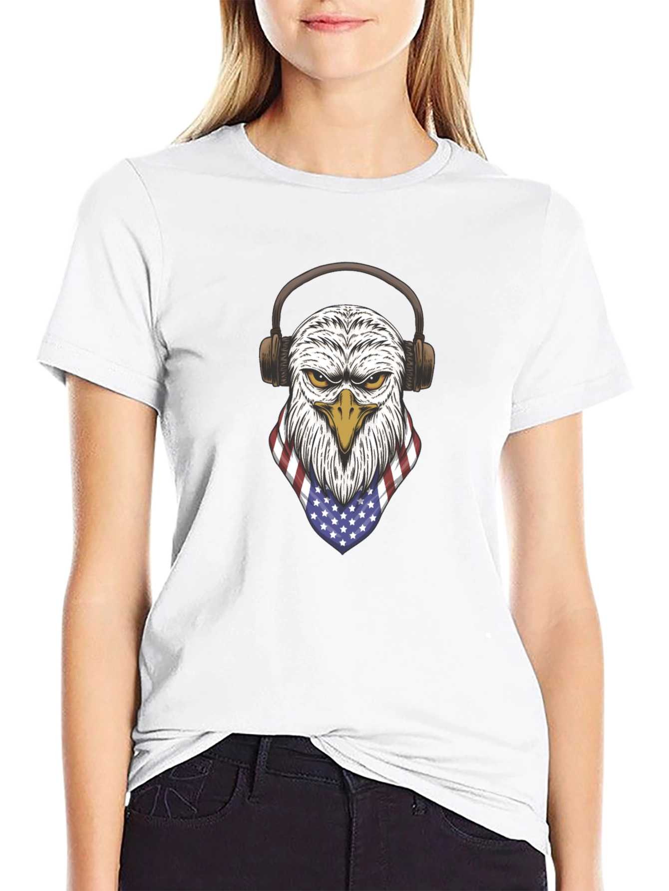 Patriotic Eagle Headphones Graphic Tee