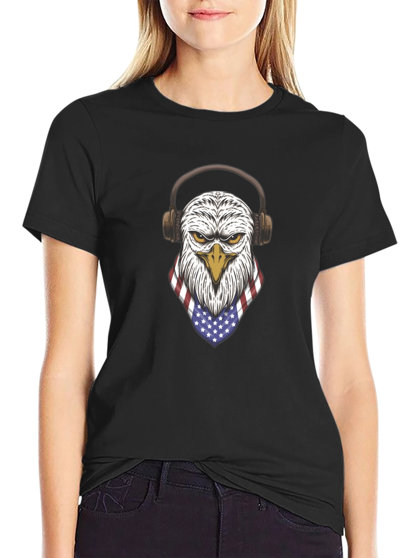 Patriotic Eagle Headphones Graphic Tee
