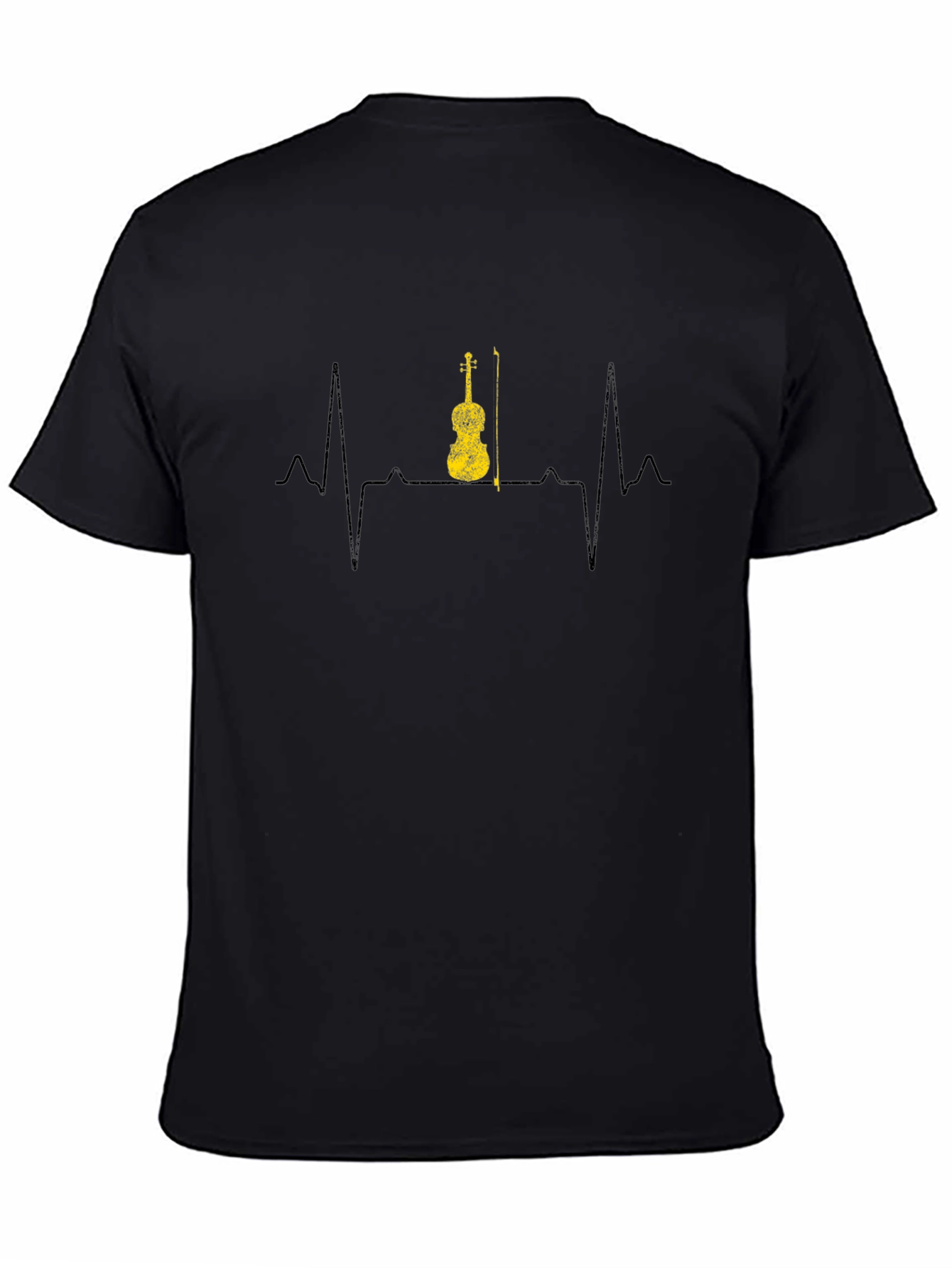 Violin Heartbeat Graphic Tee - Musicians Black T-Shirt