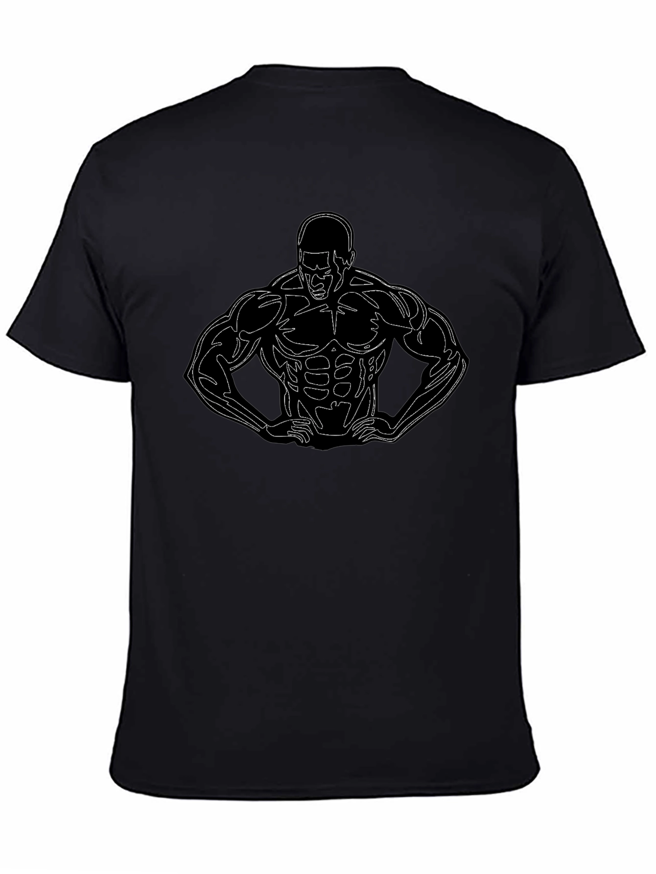 Bodybuilder Graphic Tee - Black Cotton Blend