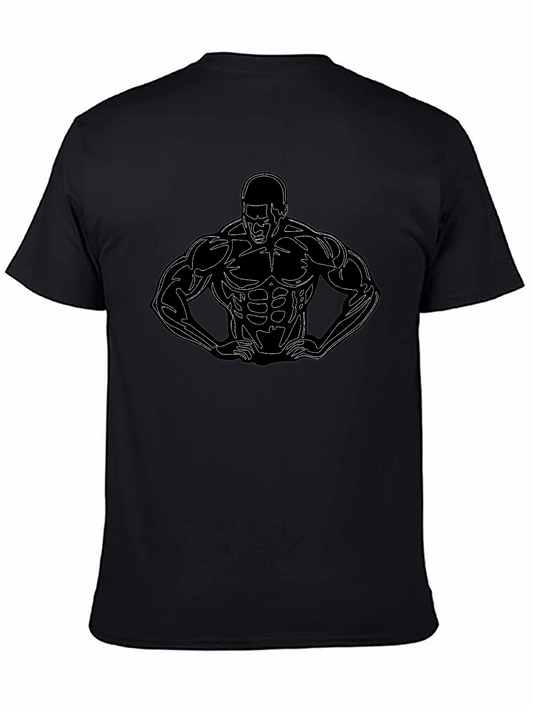 Bodybuilder Graphic Tee - Black Cotton Blend
