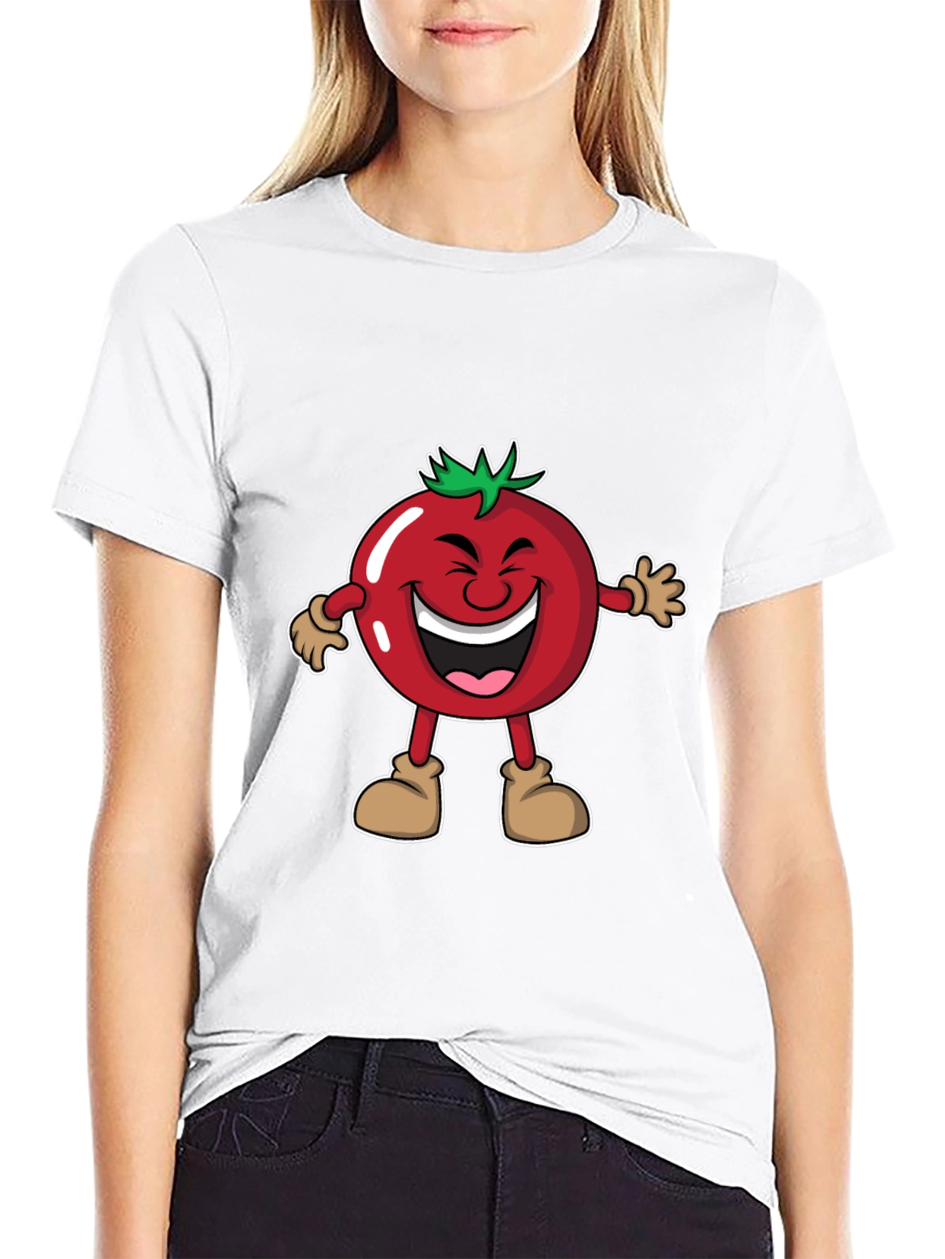 Tomato Cartoon Black T-Shirt