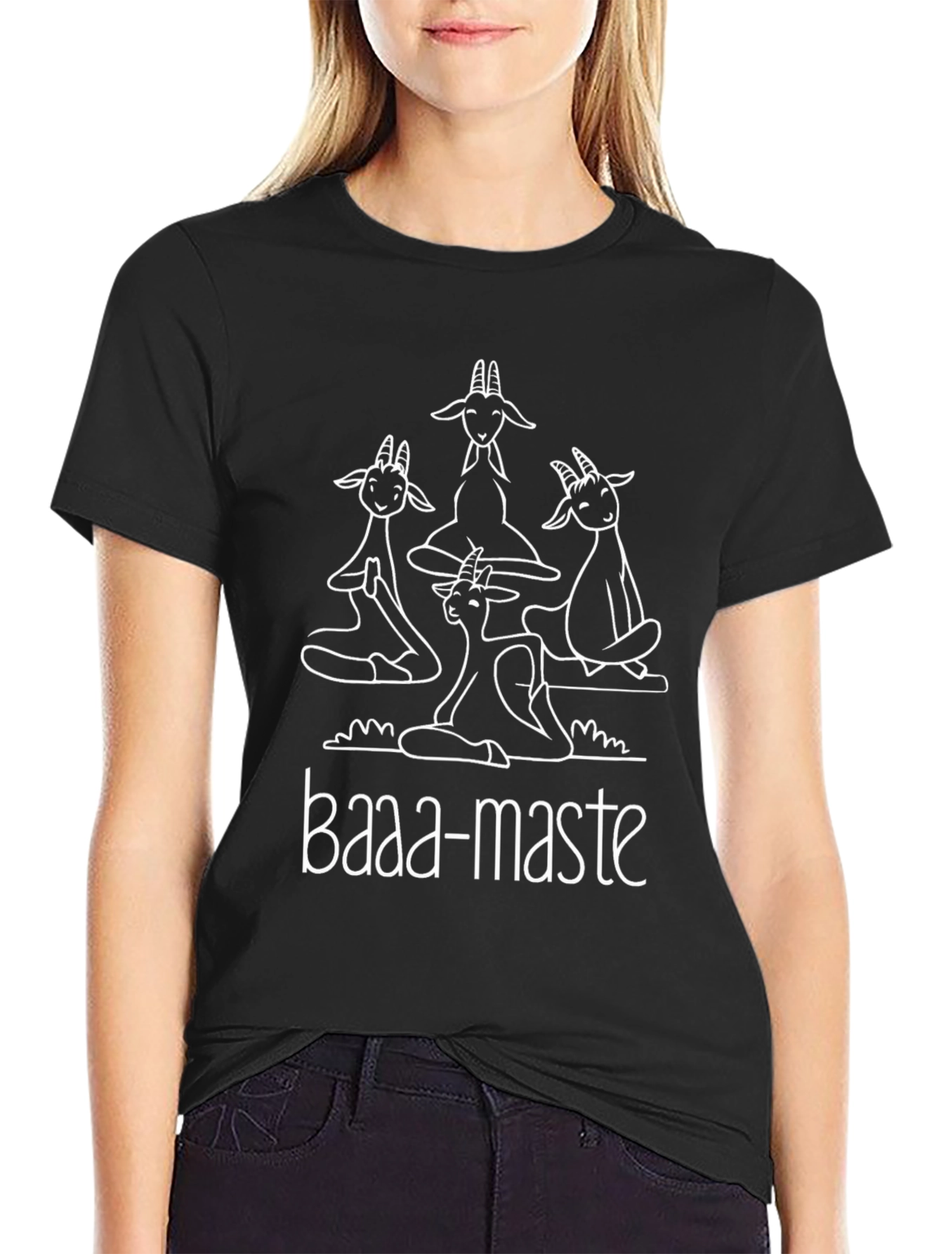 Baaa-maste Goat Yoga Black T-Shirt