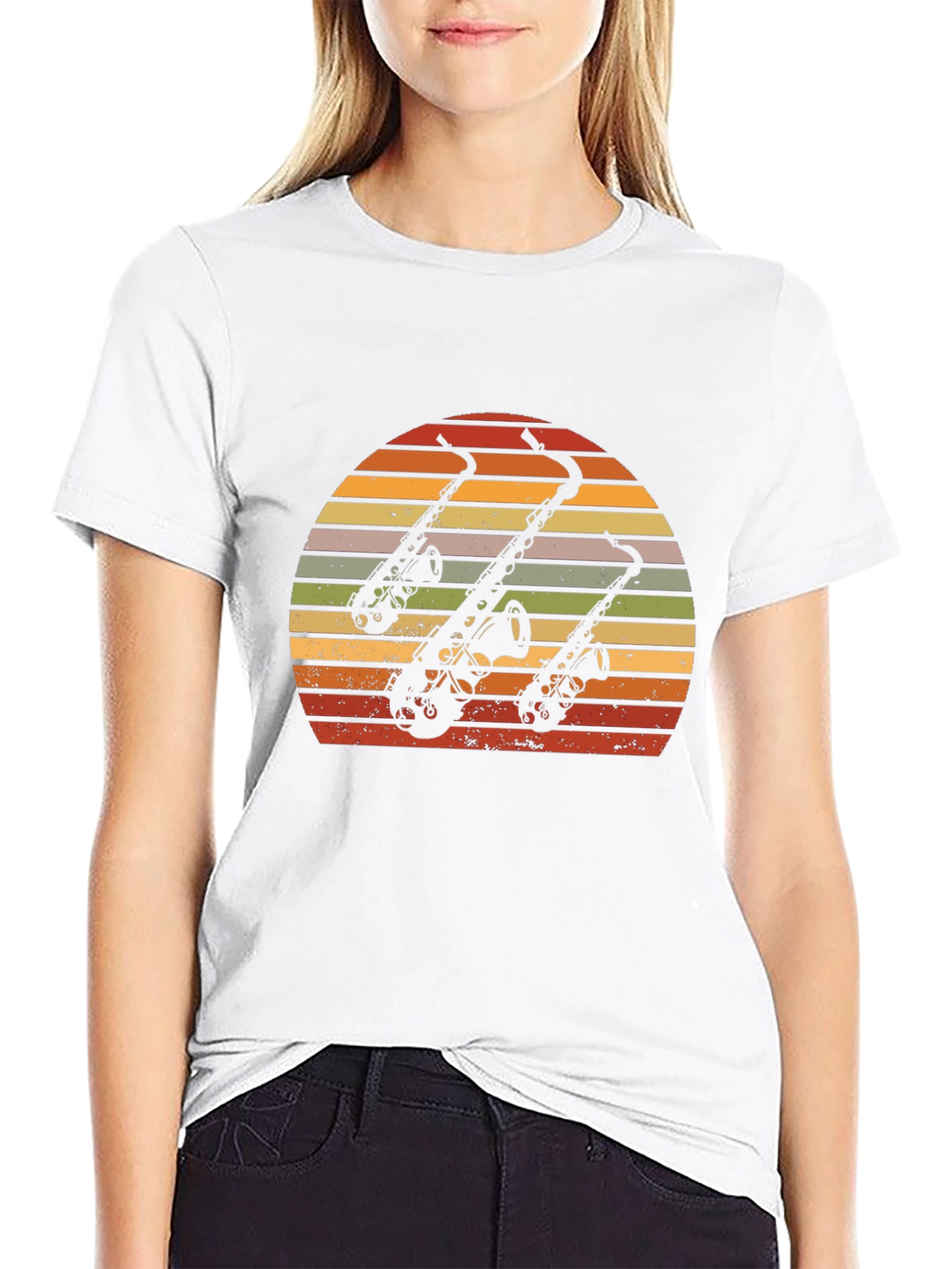 Retro Saxophone Sunset T-Shirt - Cool Musician Tee